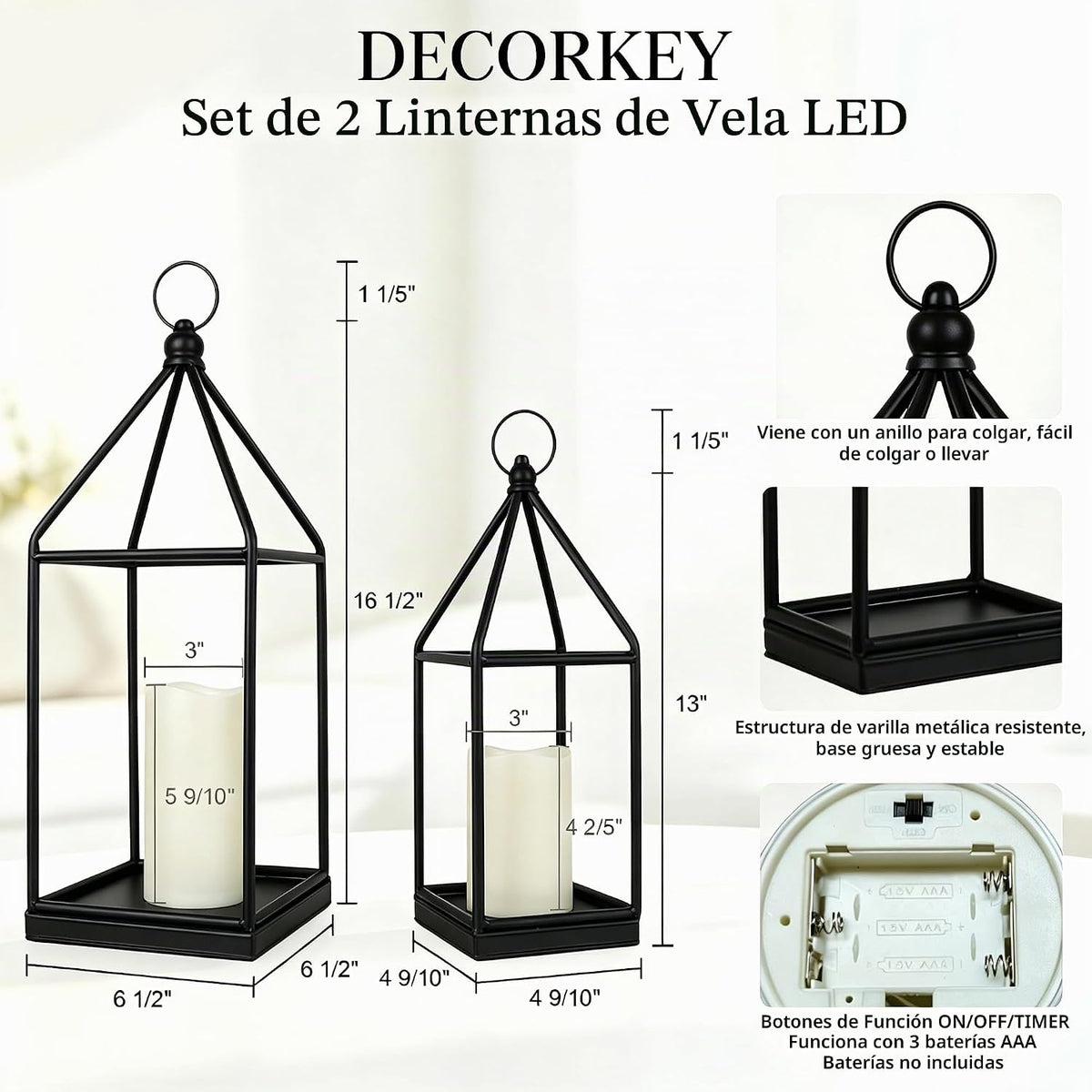 DECORKEY Farol Decorativo de Lujo para Exteriores e Interiores, Jue...