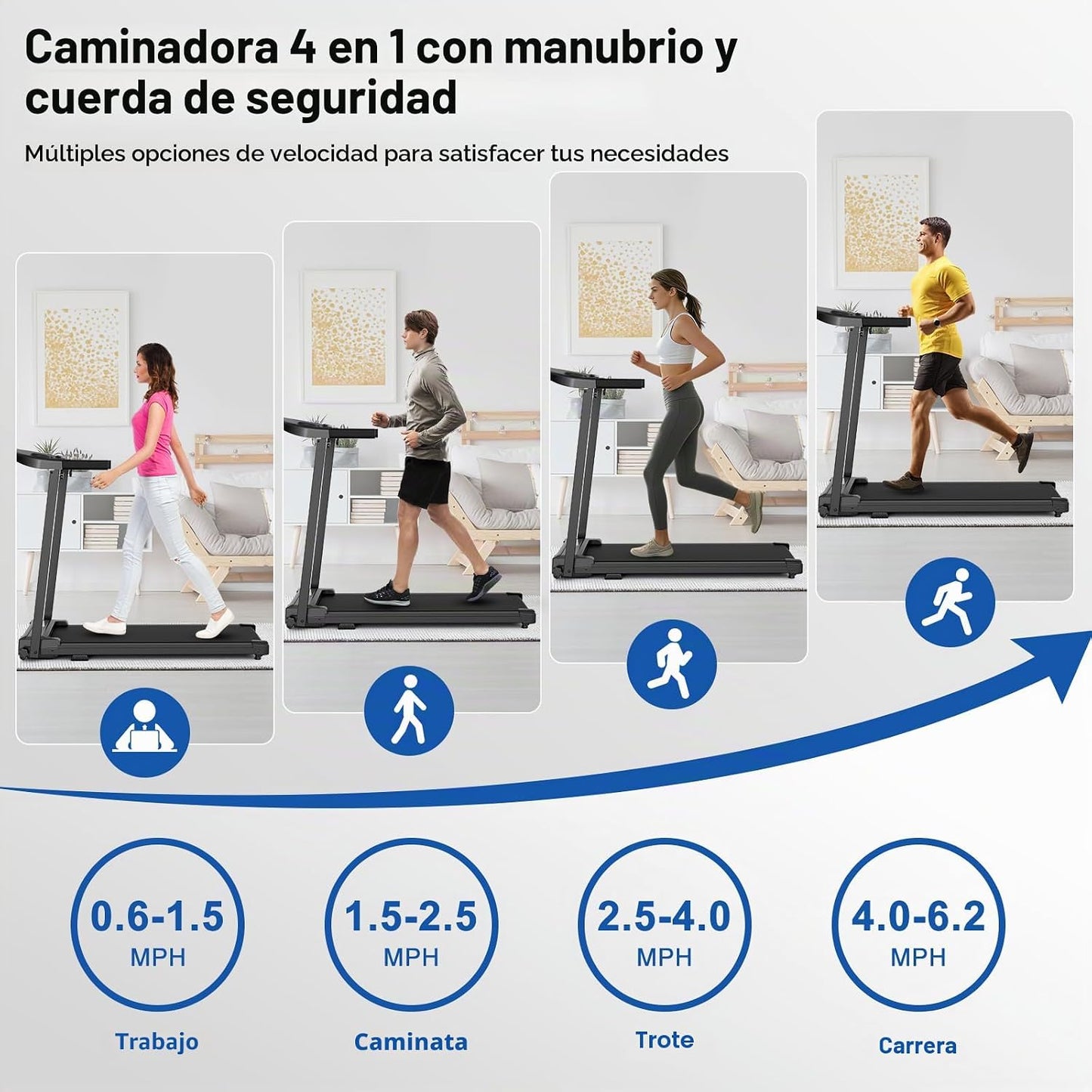 Pcrignbm Cintas de correr para el hogar caminadora plegable | Con b...