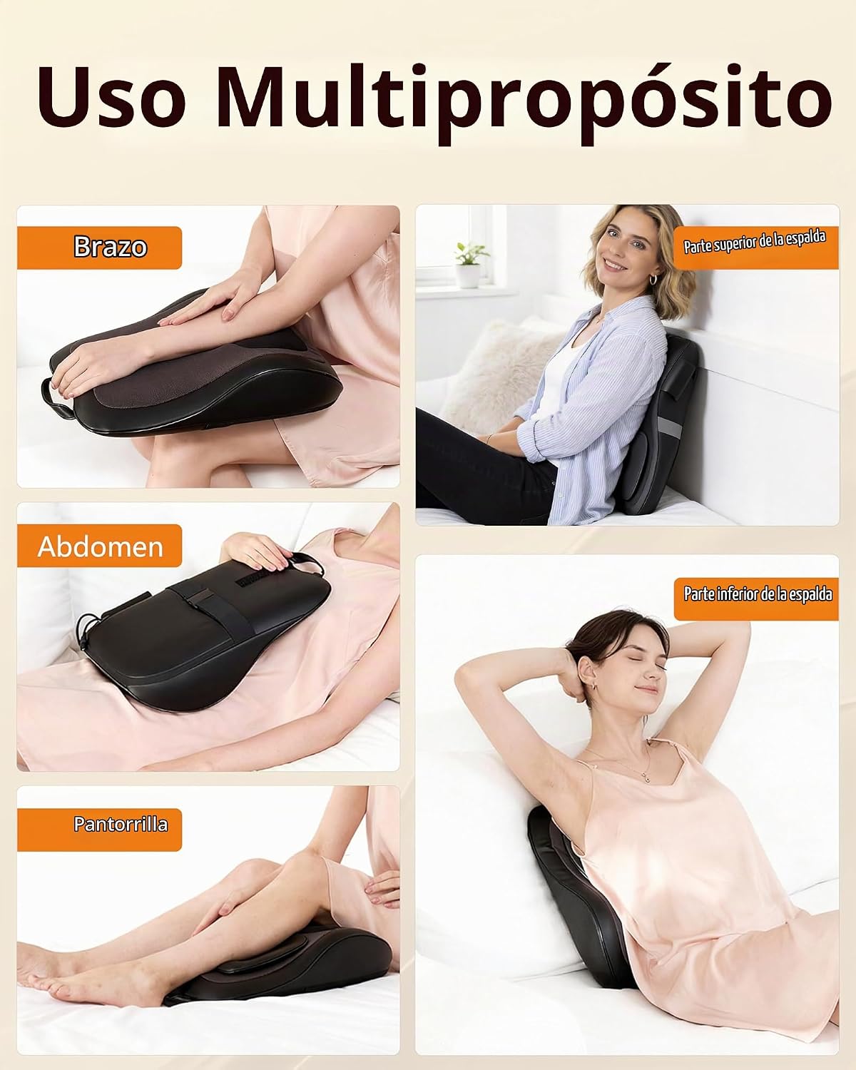 Masajeador de espalda con calor, masaje 3D arriba y abajo de la esp...