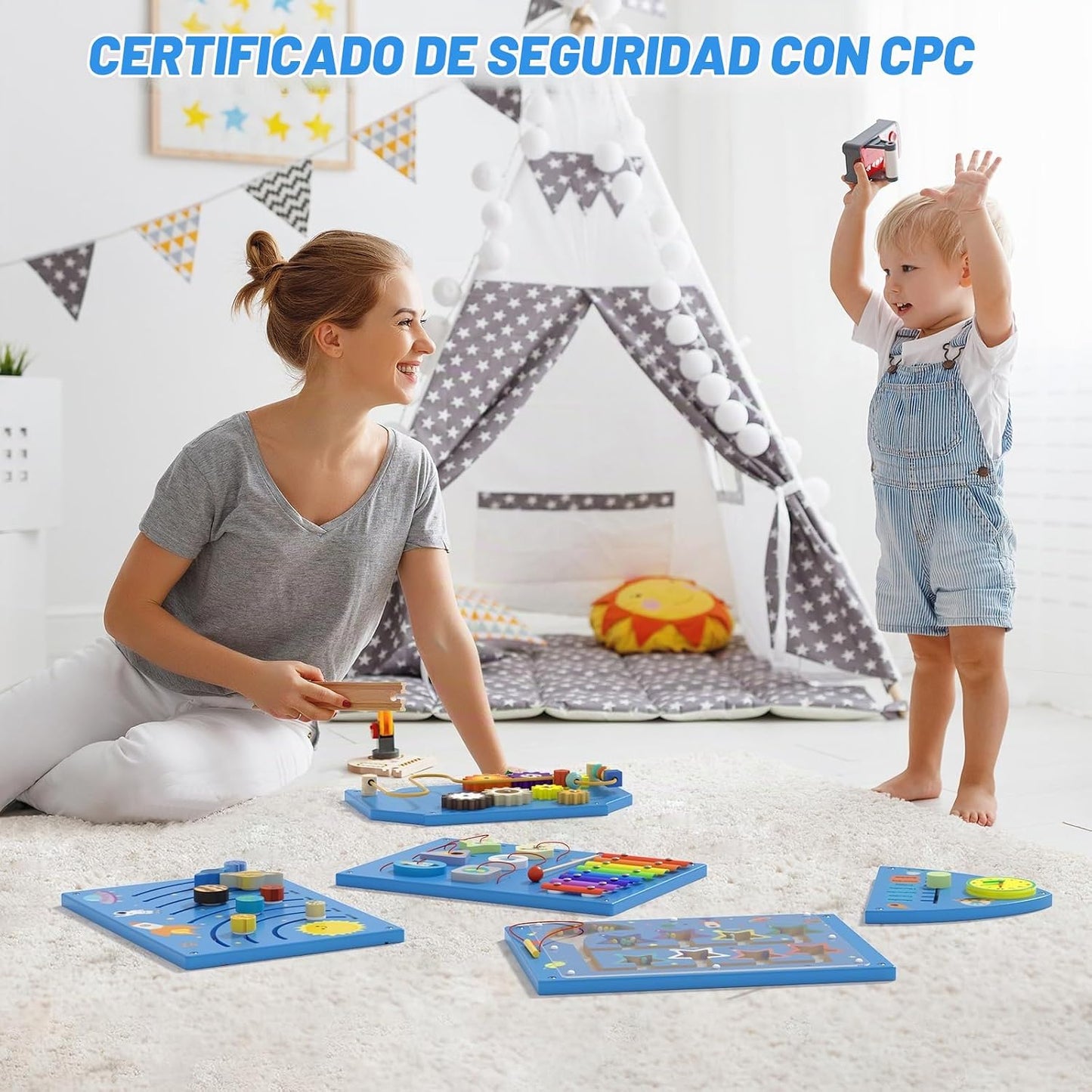 nigwet Paneles de Actividad de Pared con Cohete - Panel Sensorial d...