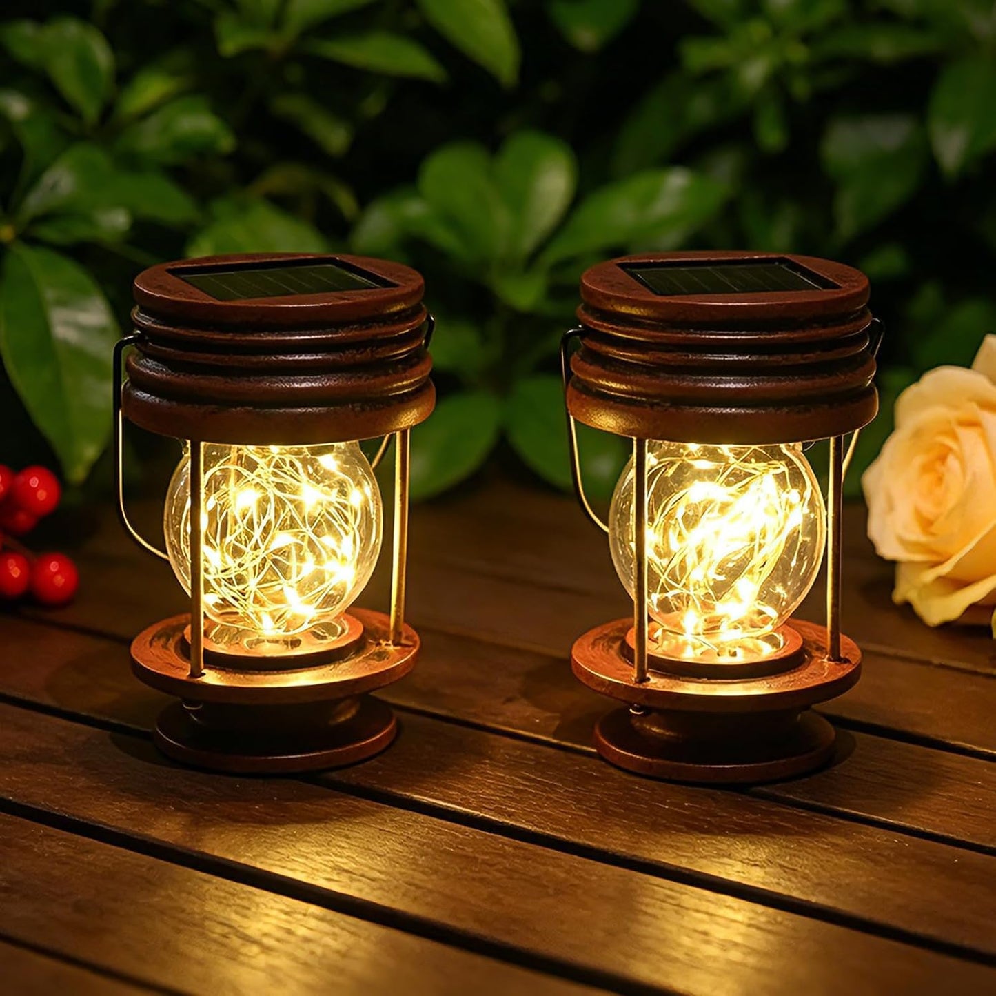 Linternas solares colgantes al aire libre - 20 luces LED alimentada...