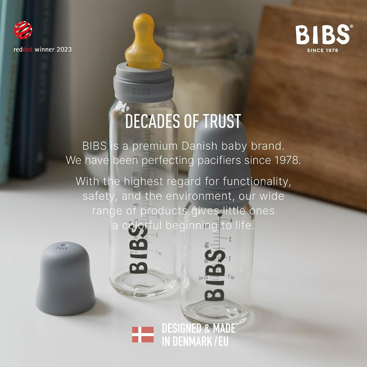 BIBS - Juego completo de biberón de vidrio para bebé, 110 ml | Sin...