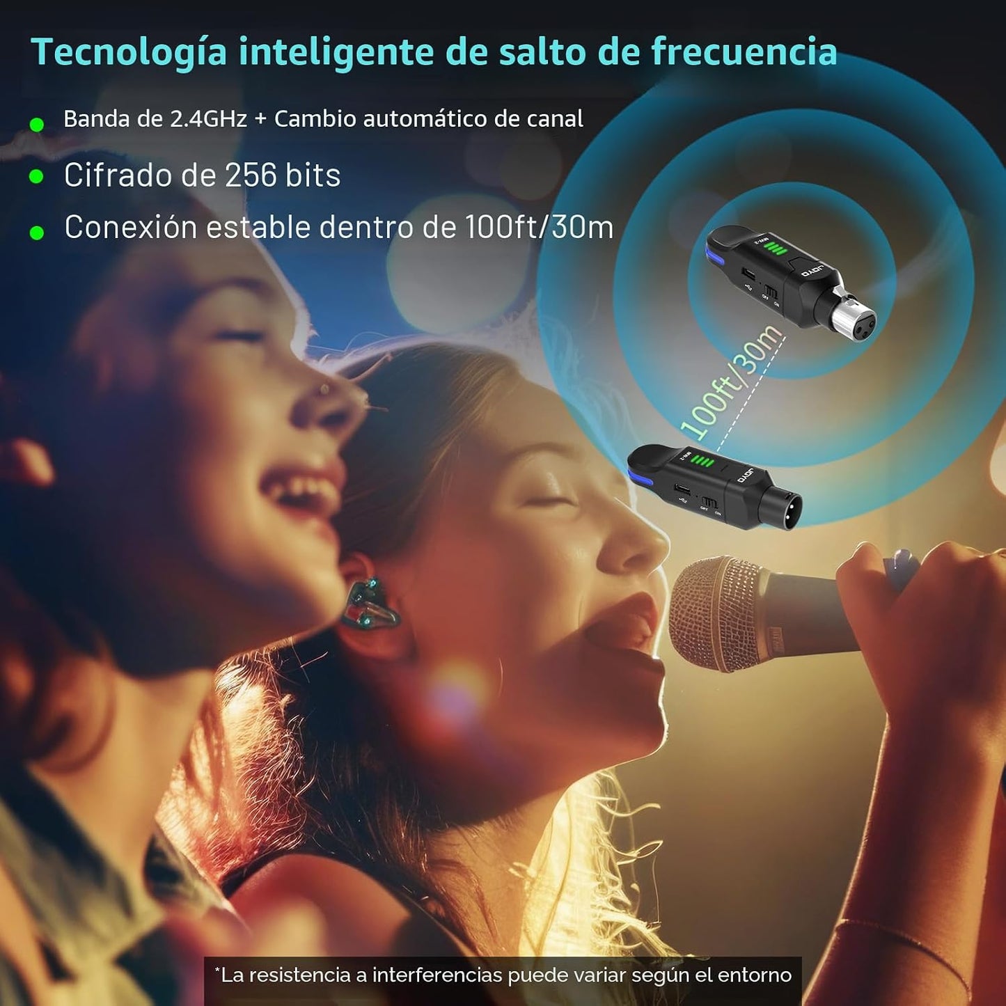 JOYO Sistema de micrófono inalámbrico de 2.4 GHz, transmisor y rece...