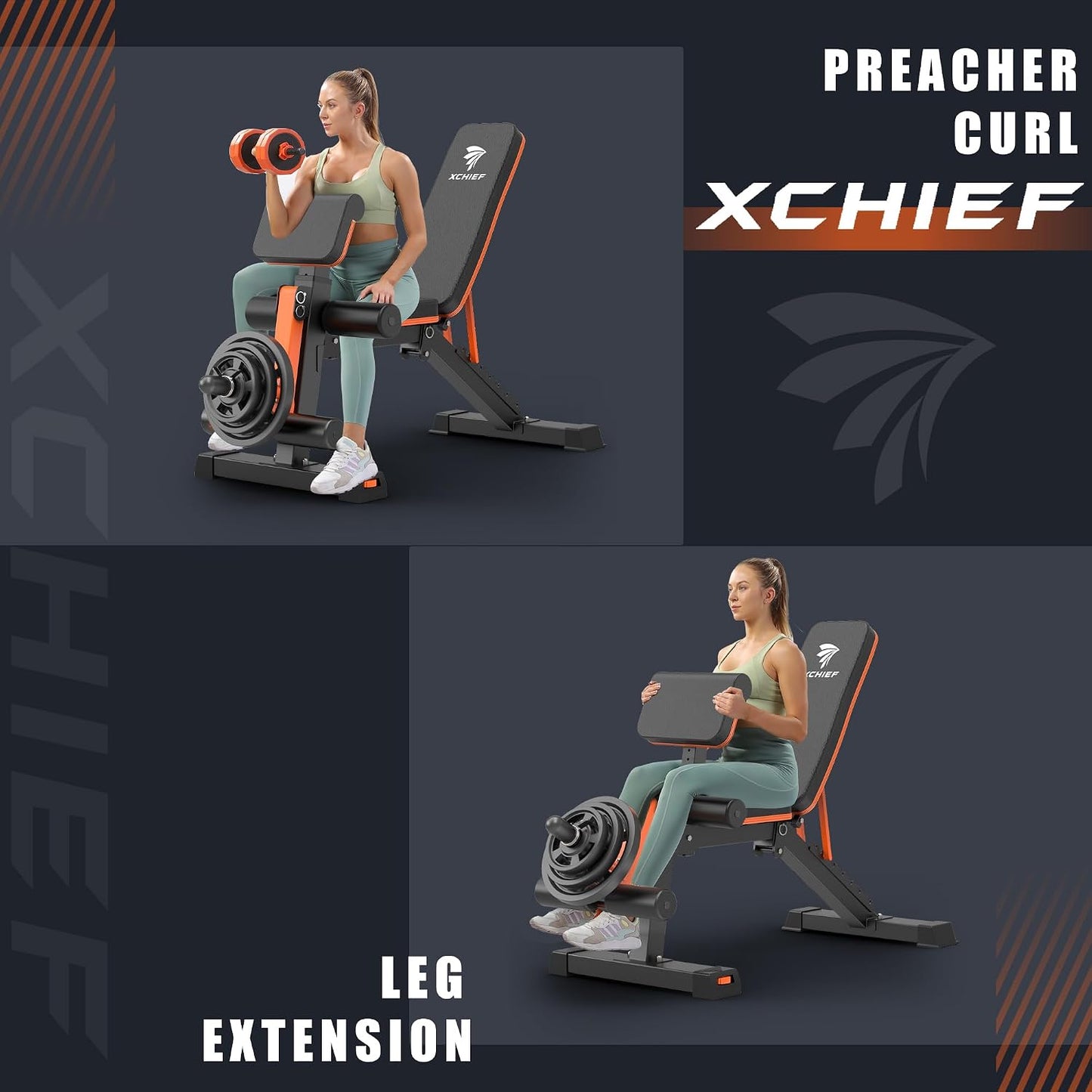 XCHIEF Banco de pesas ajustable, capacidad de 1000 libras, banco de...