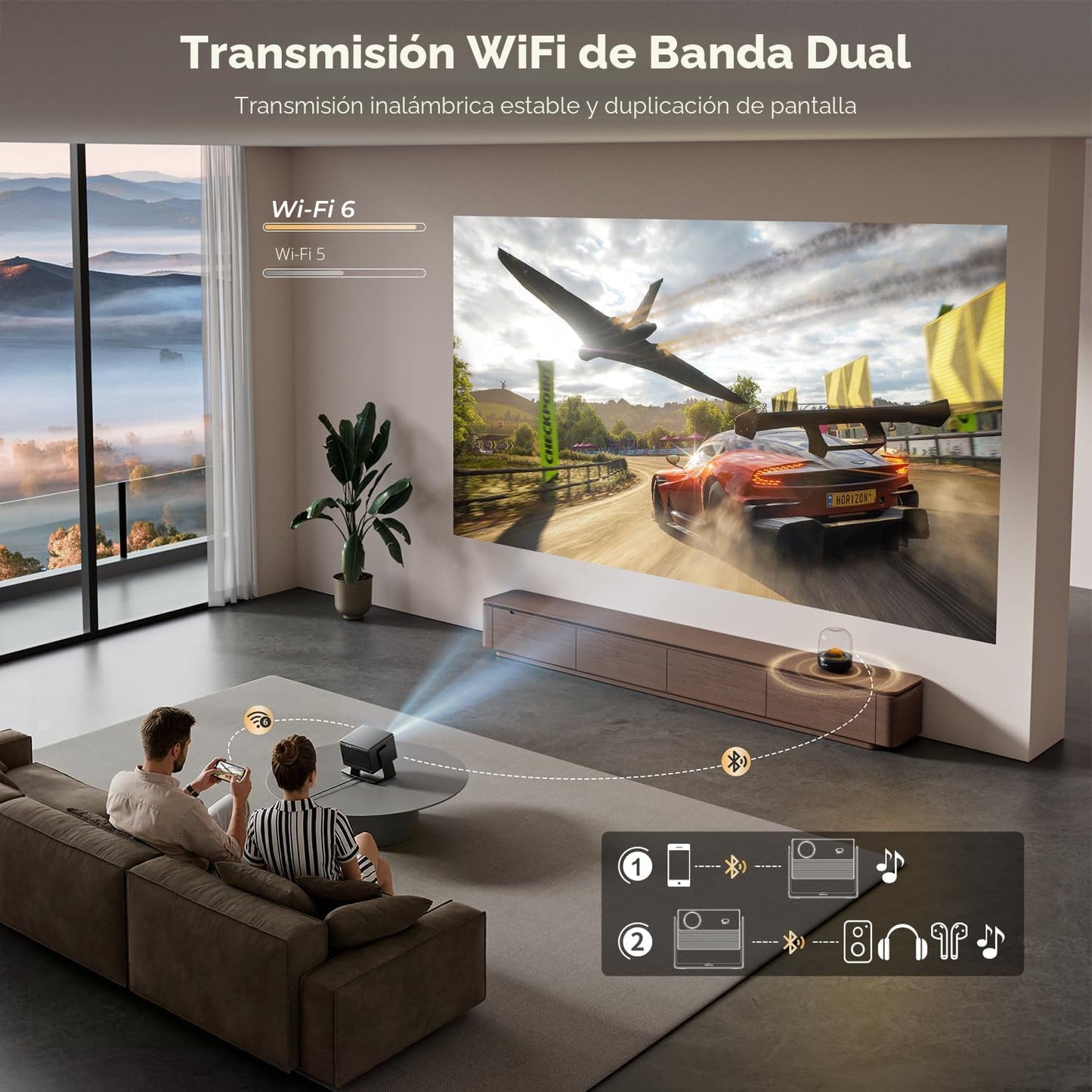 ELEPHAS Proyector inteligente 4K con WiFi y Bluetooth, compatible c...