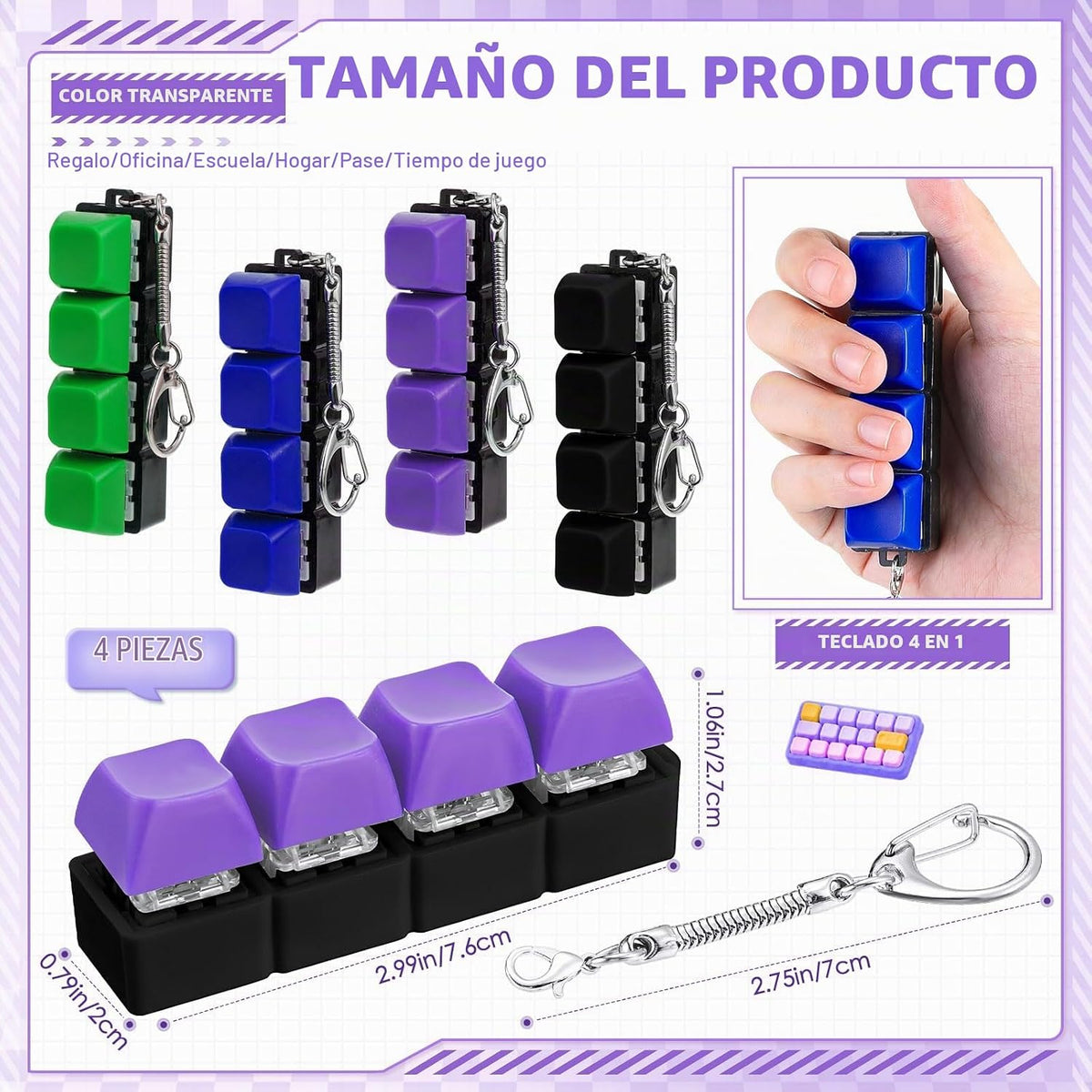 Halloscume 4 piezas de teclado para adultos, juguete para ansiedad...