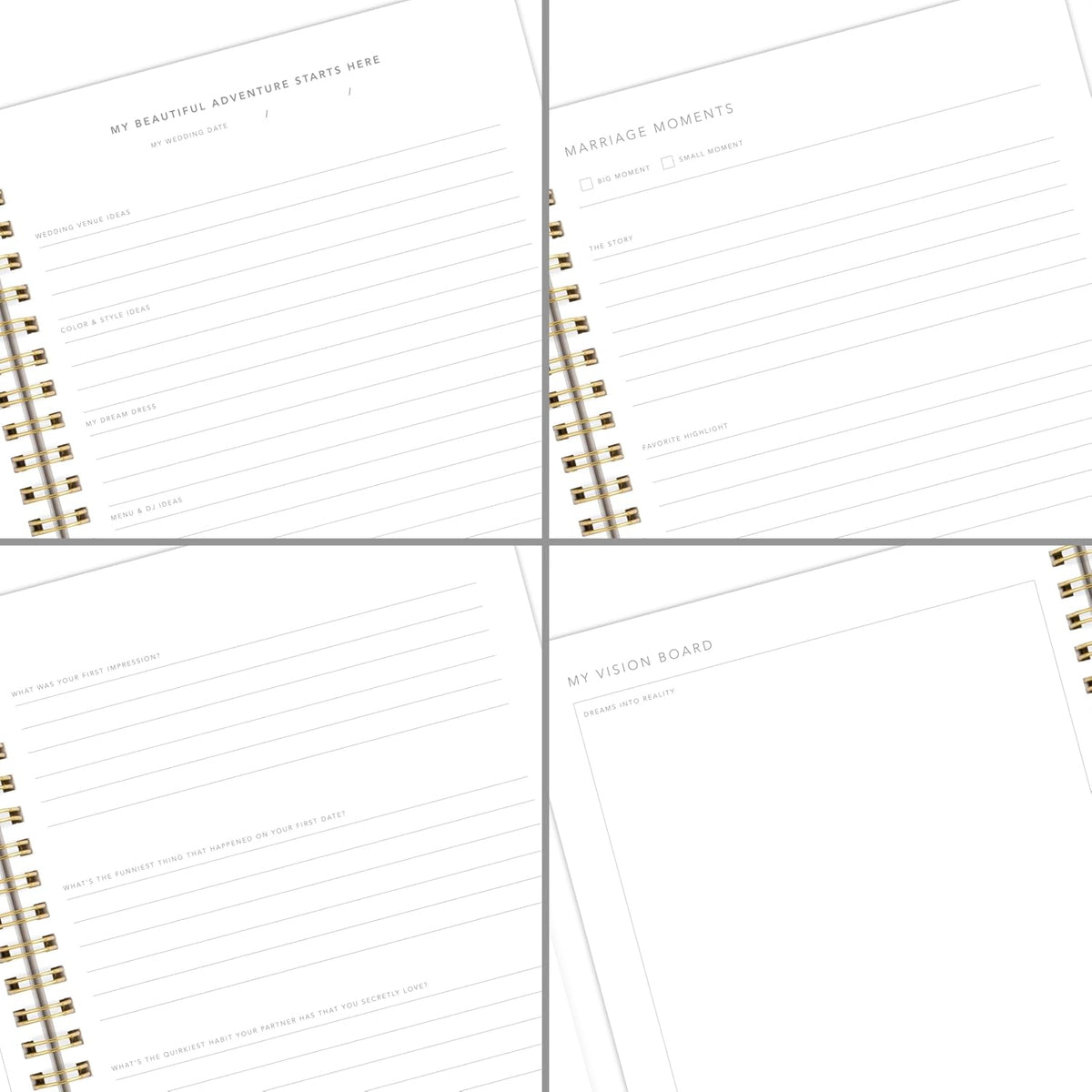 Mead Moments - Agenda de boda y diario de matrimonio, 6 x 8 pulgada...