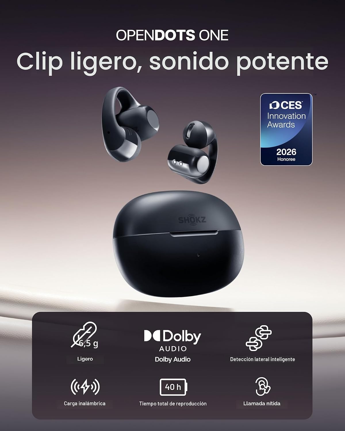 SHOKZ OpenDots ONE - Auriculares de oído abierto, Auriculares de cl...