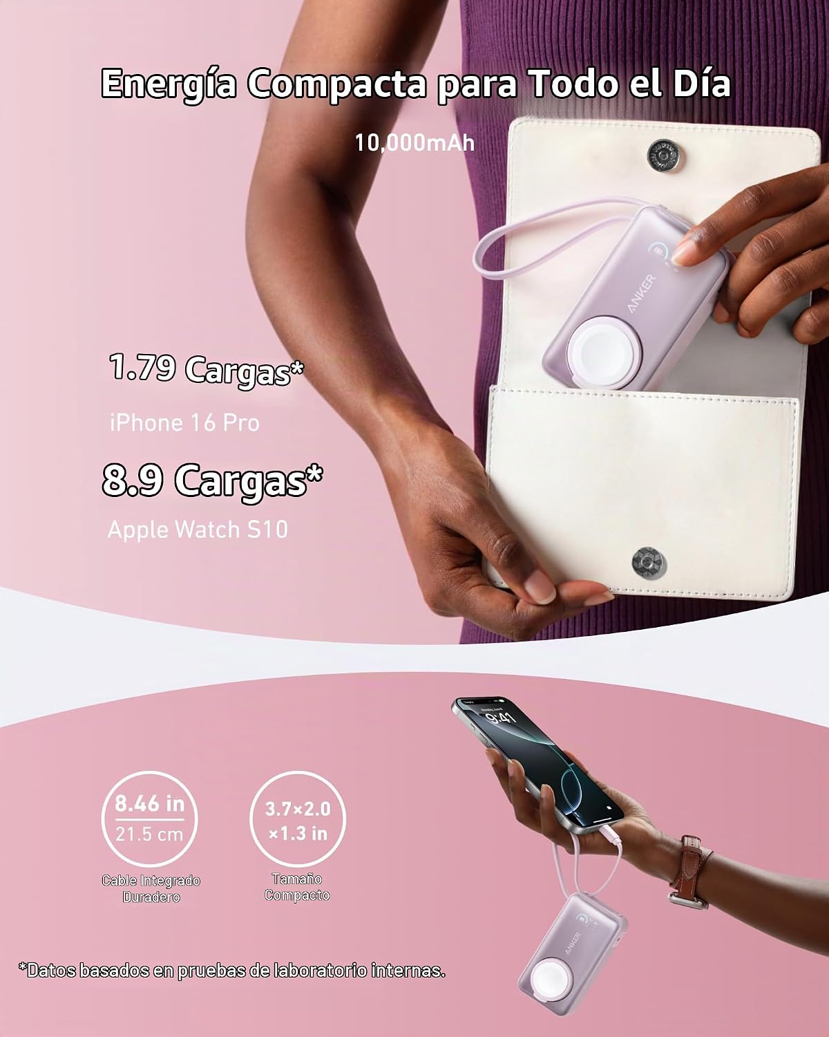 Anker MagGo Power Bank para Apple Watch, Batería Compacta Certifica...