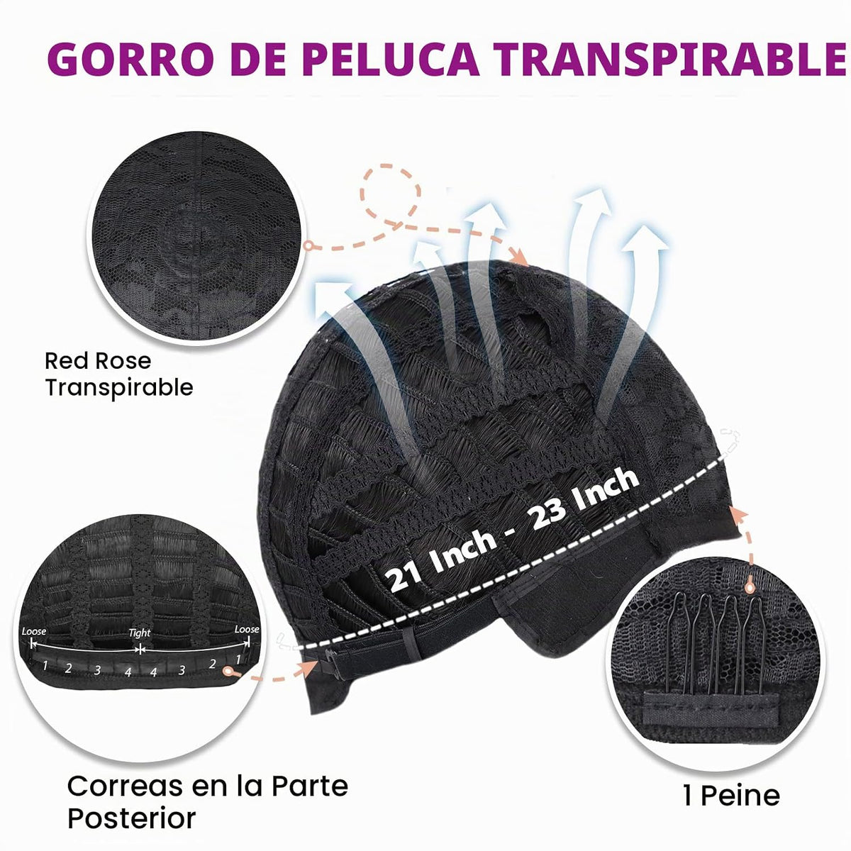 Guree Hair Peluca rizada para hombre + lentes + cadena dorada + col...