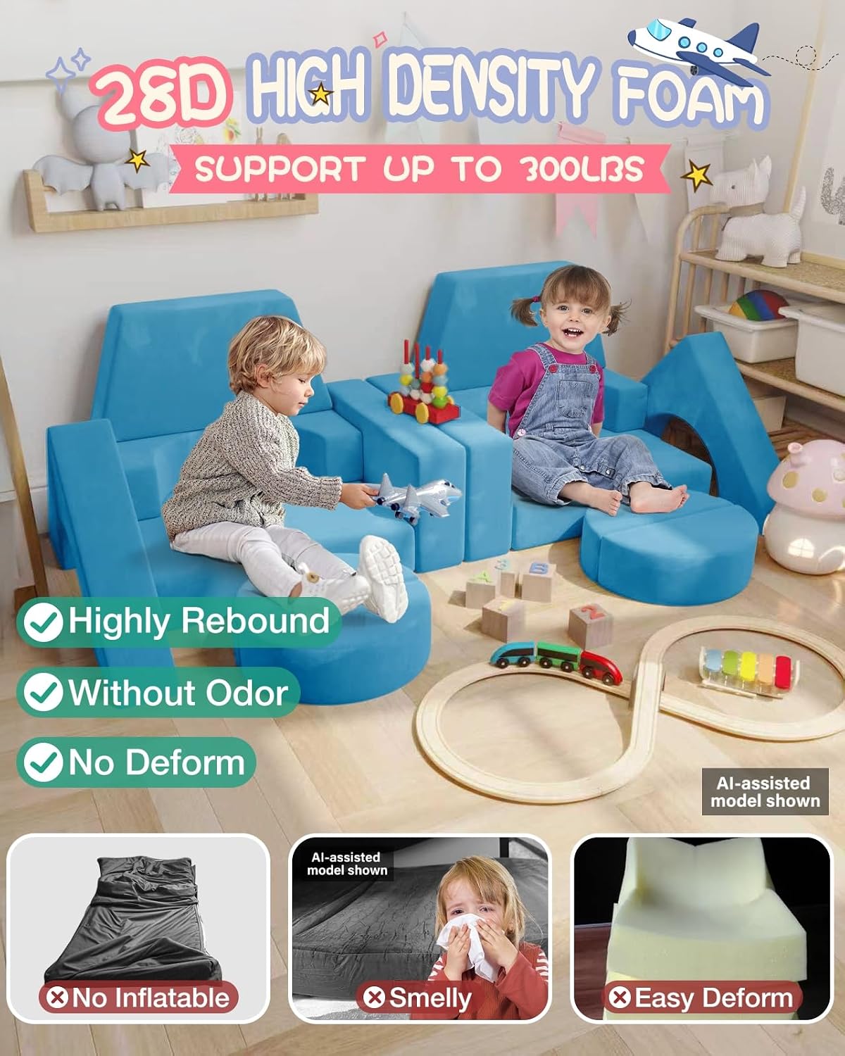 YEFU 15 piezas de espuma de juego modular para niños pequeños, mueb...
