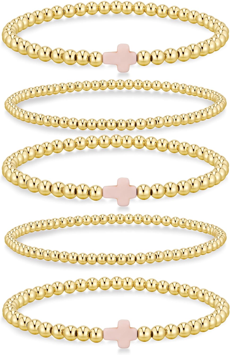 Yoosteel Juego de pulseras de cuentas de oro para mujeres, adolesce...