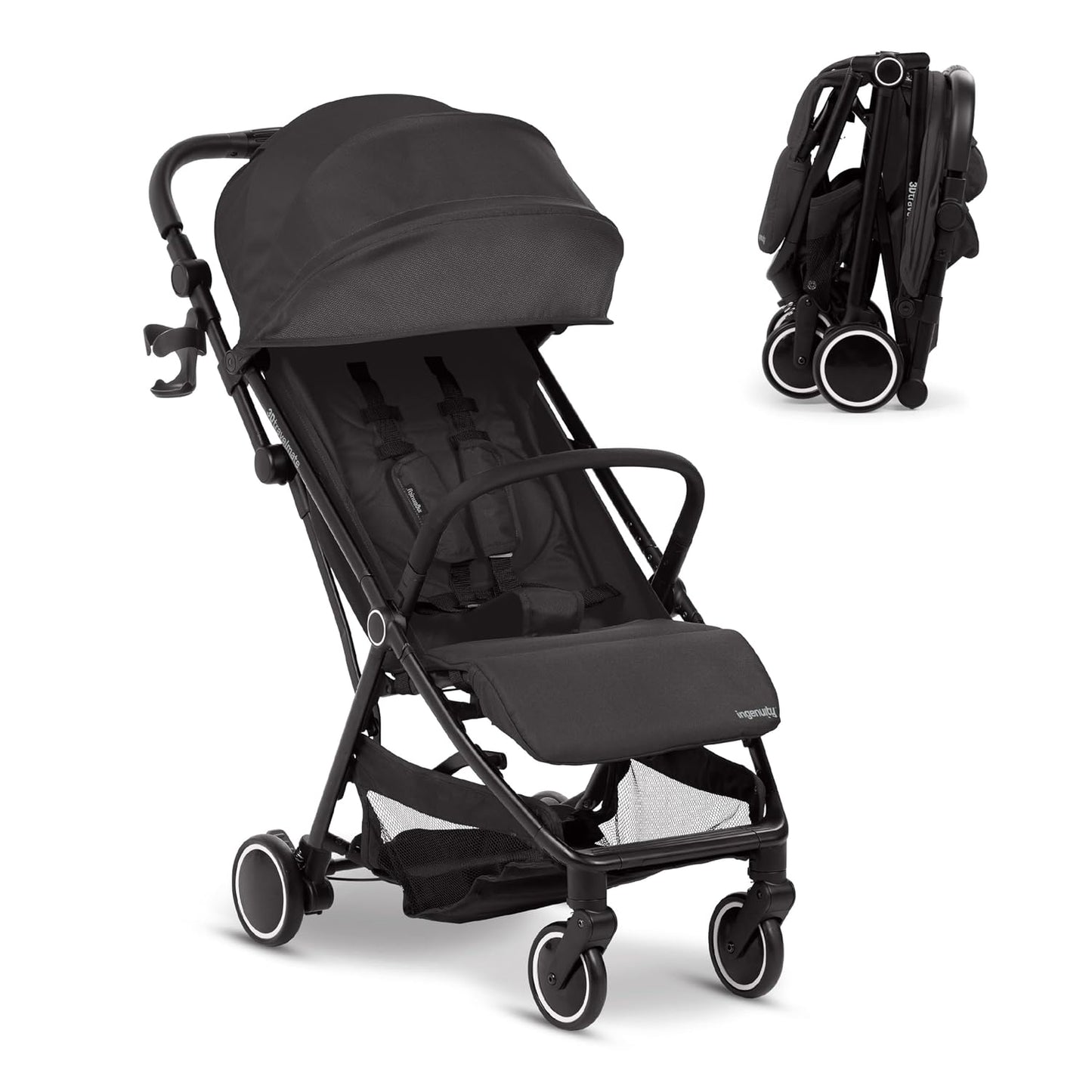 Ingenuity 3D Travelmate Pro - Cochecito de viaje ligero con tabla p...