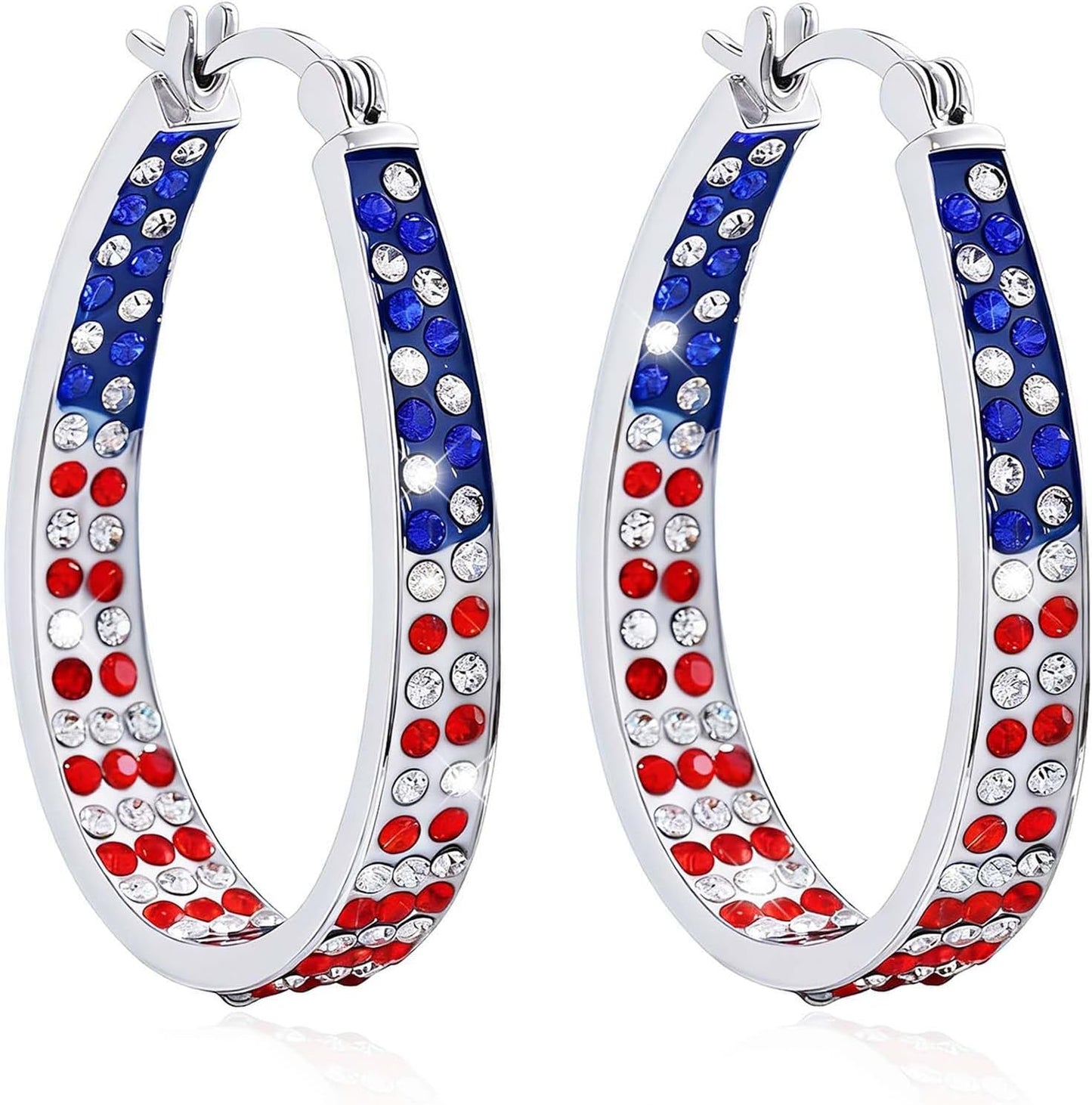 Go Ho Aretes de aro patrióticos del 4 de julio, bandera estadounide...
