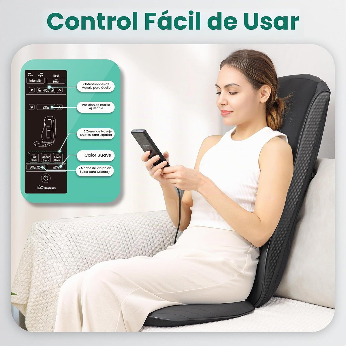 Snailax Masajeador Shiatsu de espalda y cuello 2026 con calor, almo...