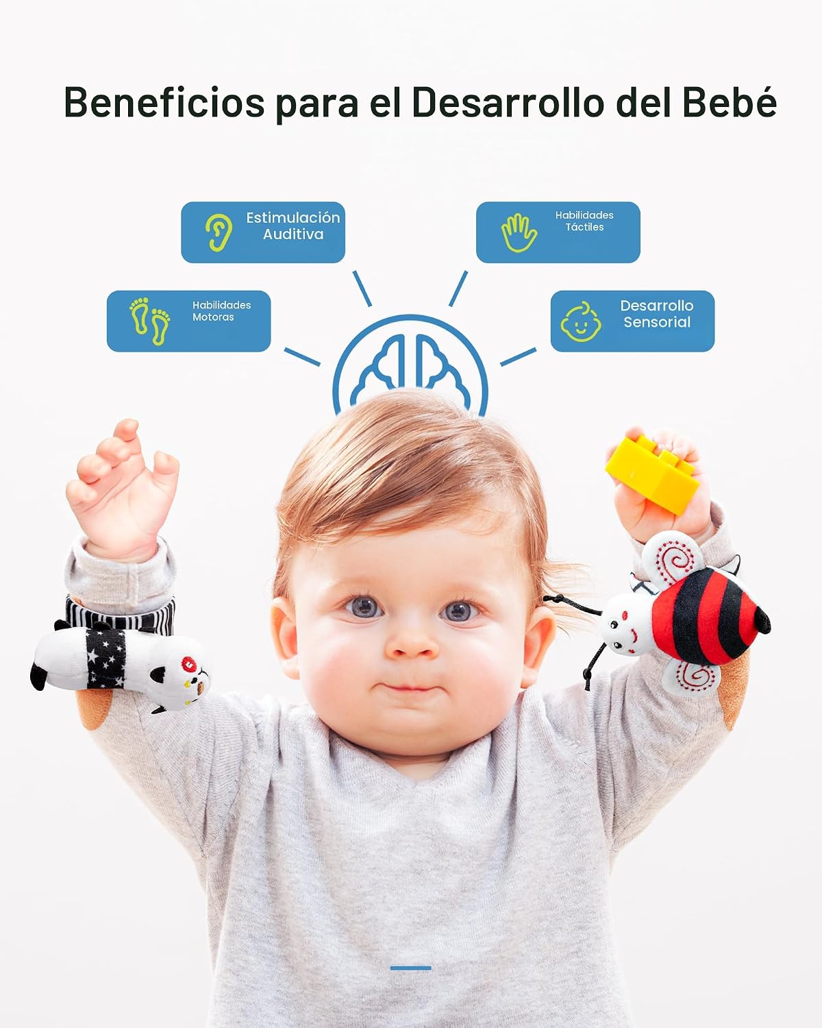 Infinno Juego de calcetines con sonajero y brazalete para bebés de...