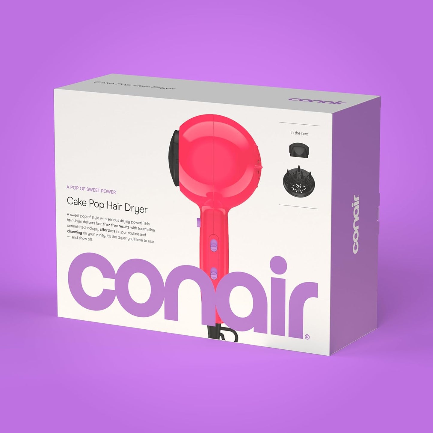 Conair Secador de pelo Cake Pop con accesorios difusores y concentr...