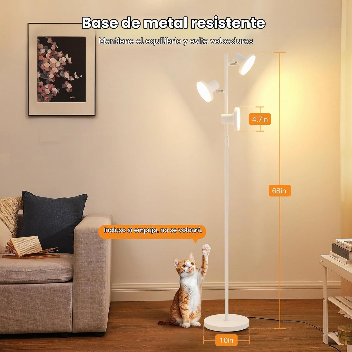 SIBRILLE Lámpara de pie LED de árbol de 36W, lámpara de pie ajustab...