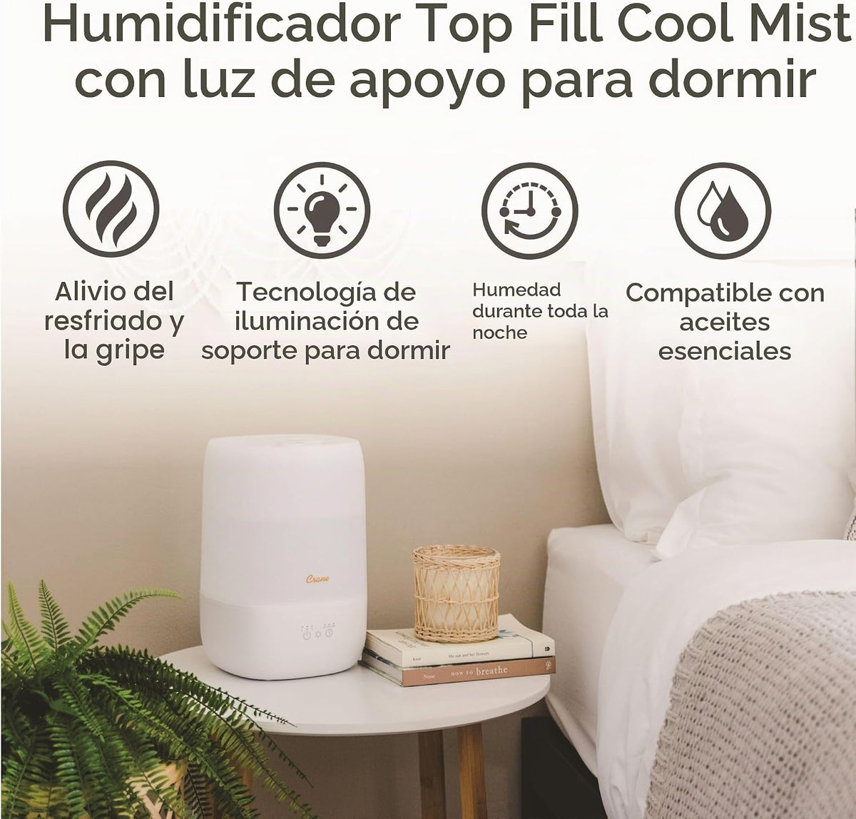 Crane - Humidificador ultrasilencioso 3 en 1 para bebé con bandeja...