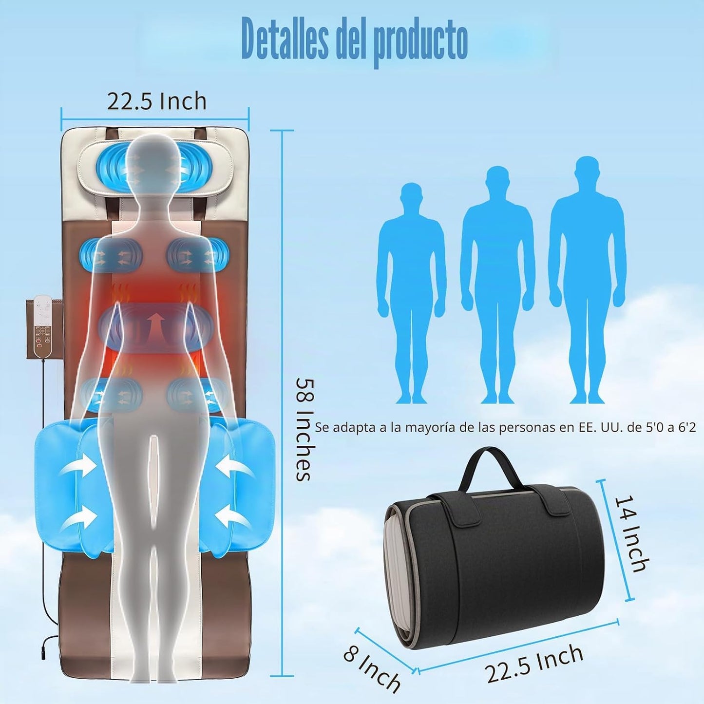 Alfombrilla de masaje de cuerpo completo con calor, estiramiento co...