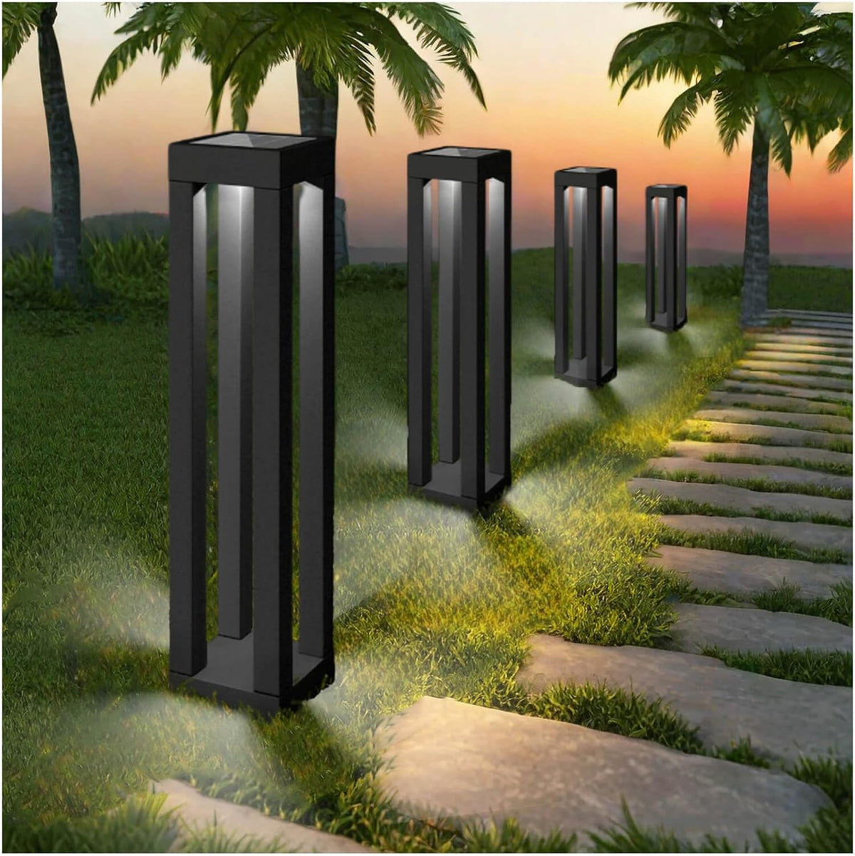Lapsnail Lámparas de pie solares para exteriores, faroles impermeab...