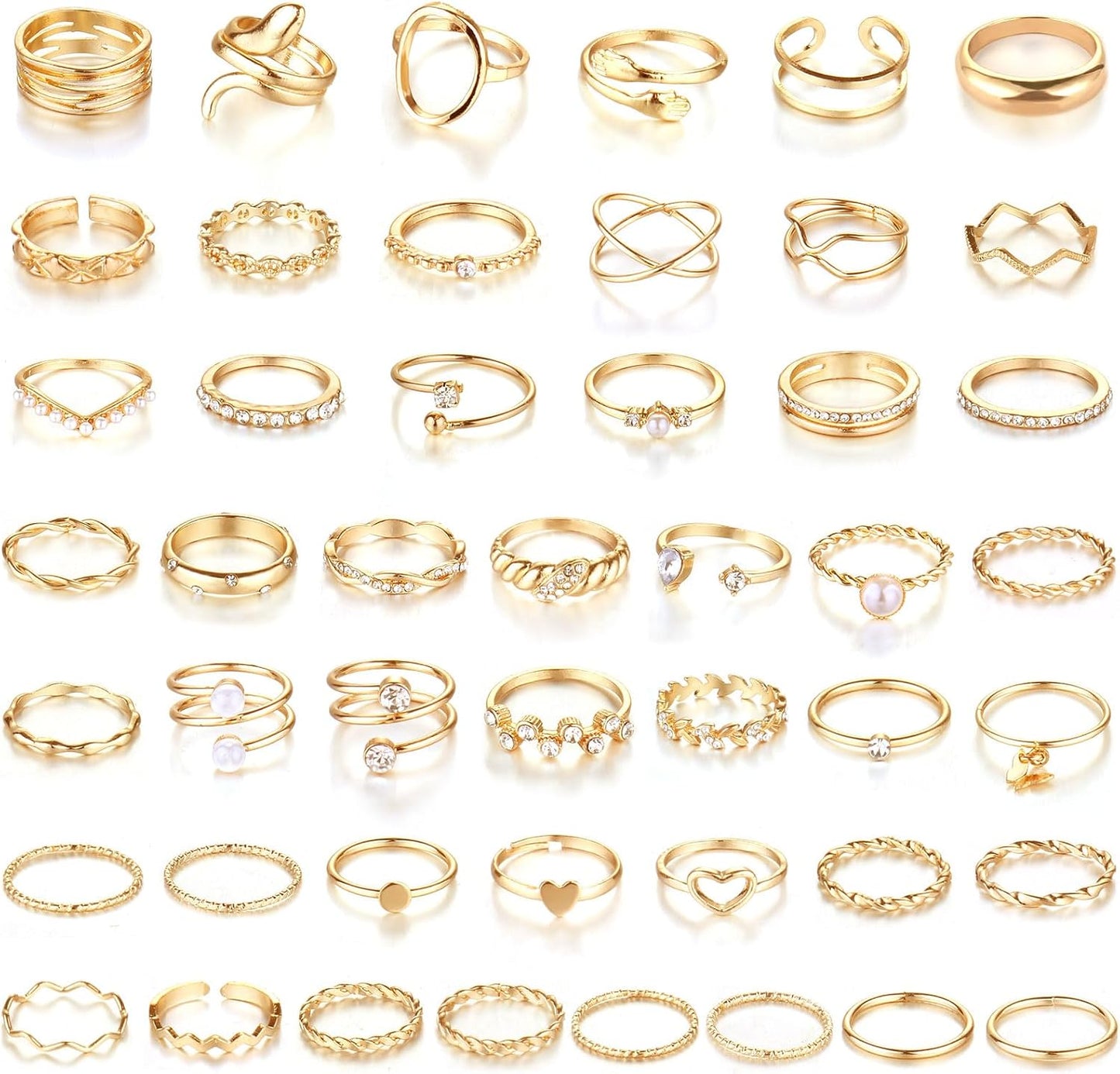 CHICUTIE Juego de anillos dorados para nudillos para mujeres, apila...