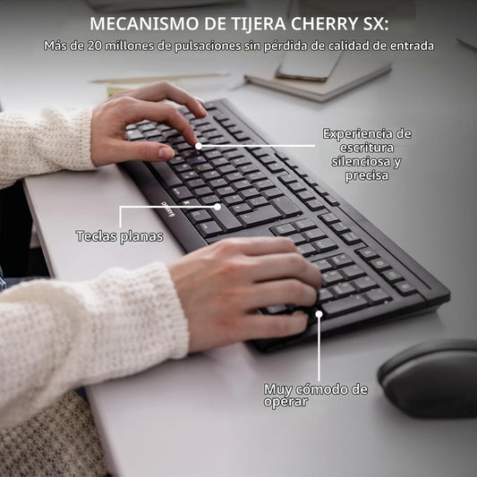 CHERRY Combo de teclado y mouse inalámbricos para streaming | Conex...