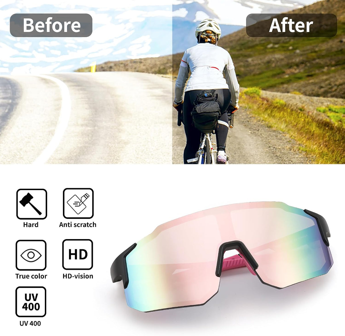 FEISEDY Gafas de sol deportivas para hombres, mujeres y adolescente...