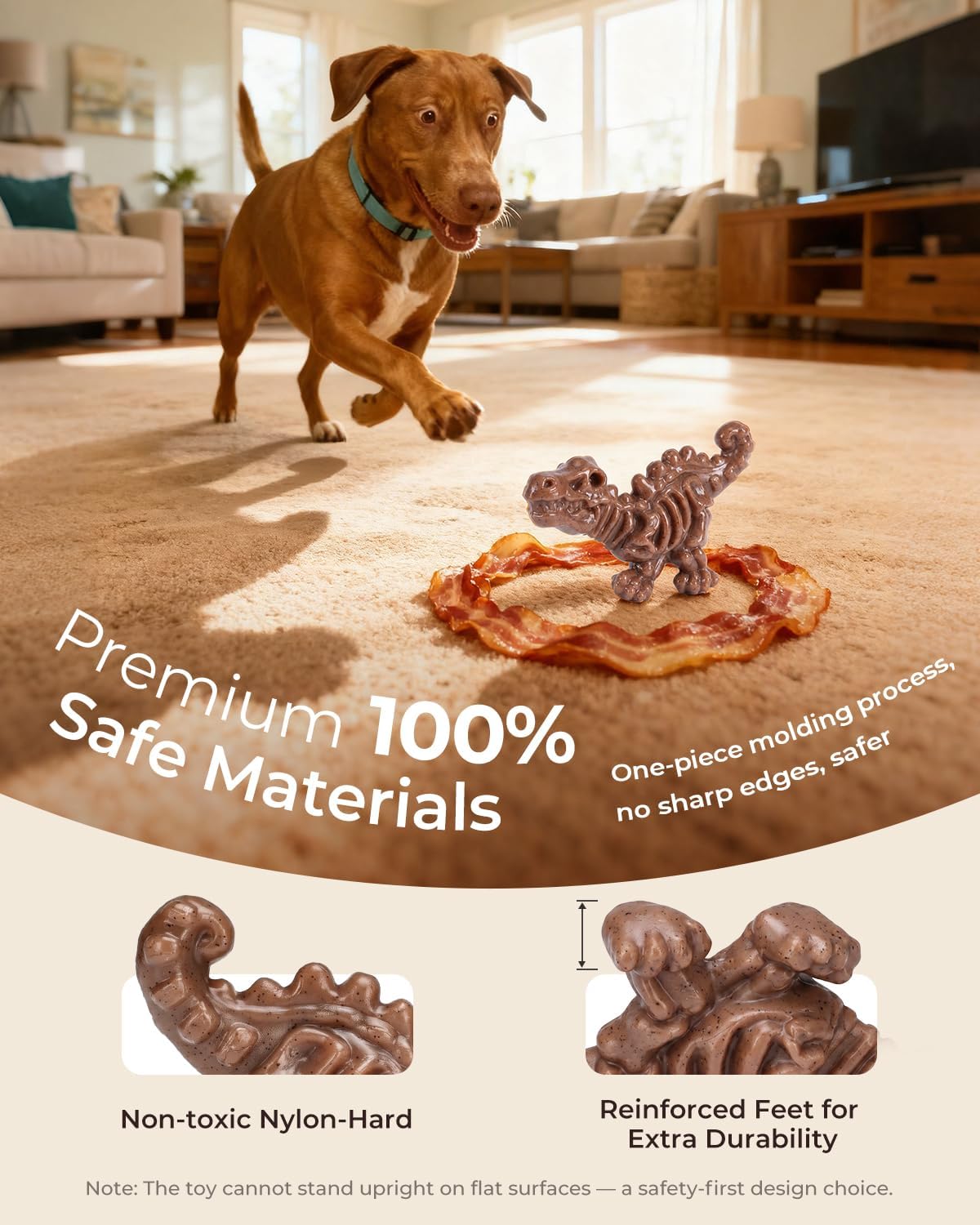 DinoBone Paquete de 2 juguetes masticables para perros resistentes...