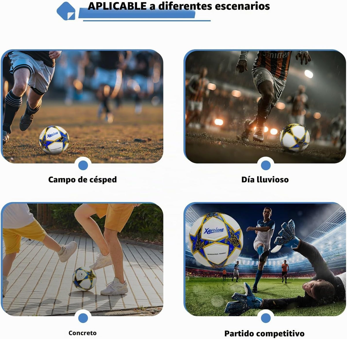 XAVOLENT Balón de fútbol profesional Tamaño 5,4 | Pelota de entrena...
