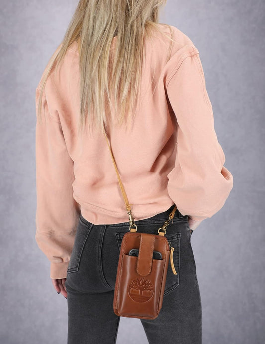 Timberland - Bolso cruzado de cuero RFID para teléfono de mujer