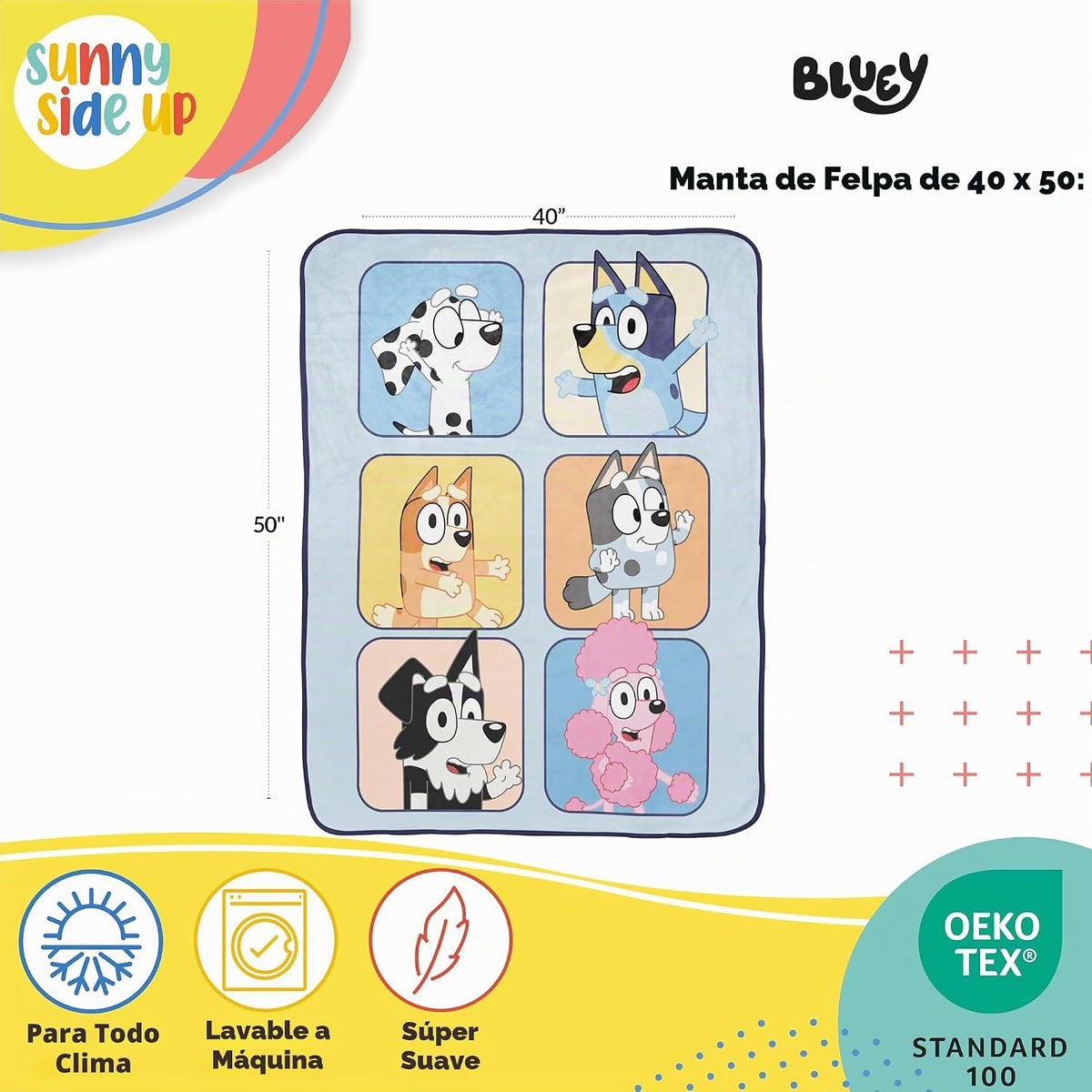 Manta de felpa de viaje Bluey &amp; Friends - Mide 40 x 50 pulgadas...