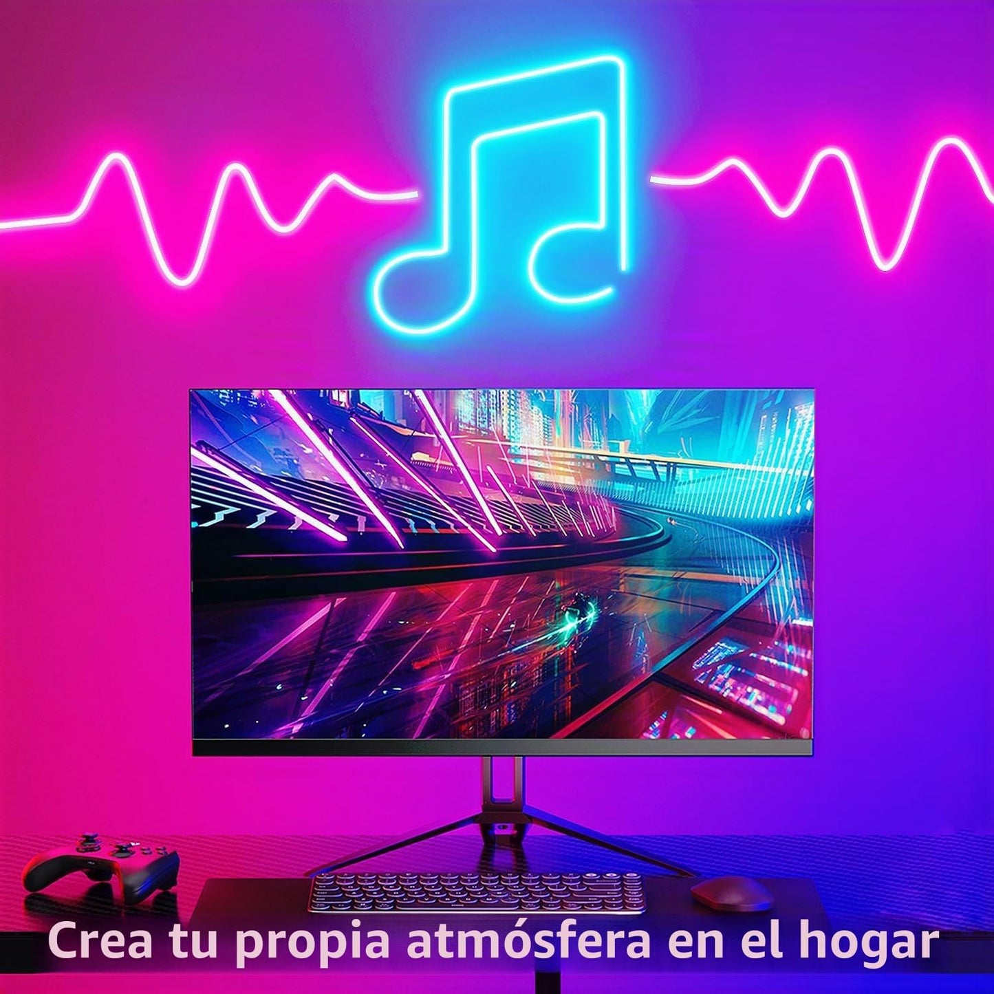 segrass - Tira de luces LED impermeables de 66 pies con control rem...