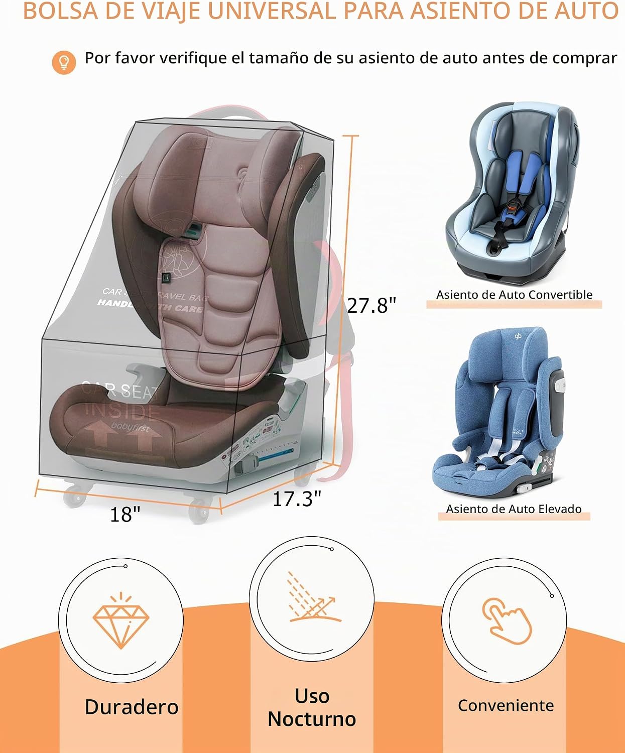 MCBD Bolsa de viaje para asiento de automóvil para avión, mochila p...