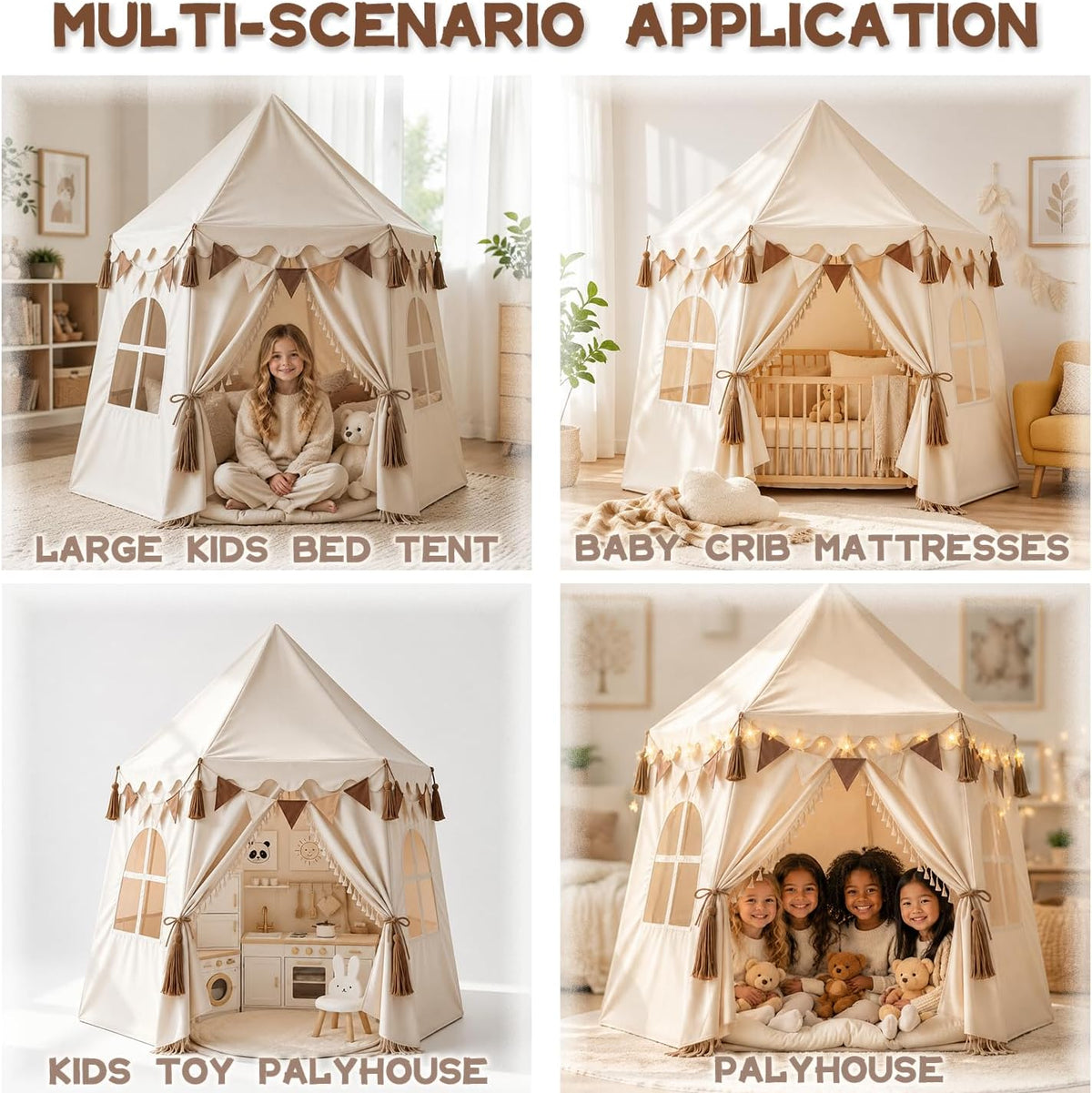 Tienda de campaña extragrande para niños con luces de estrellas, ba...