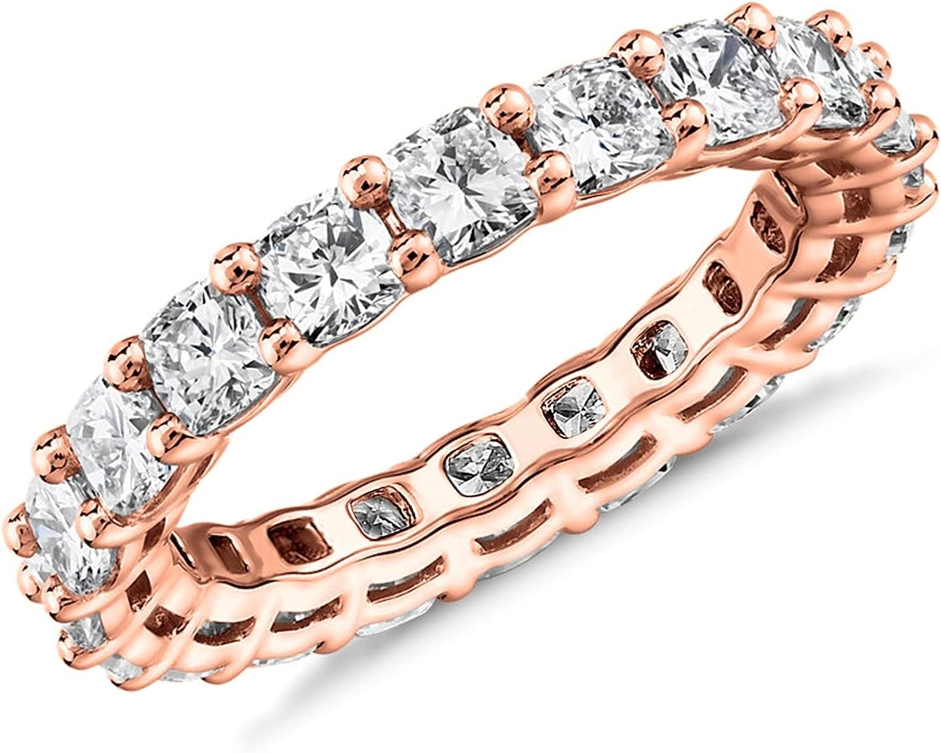 PAVOI Anillo de eternidad chapado en oro de 14 quilates para mujer...