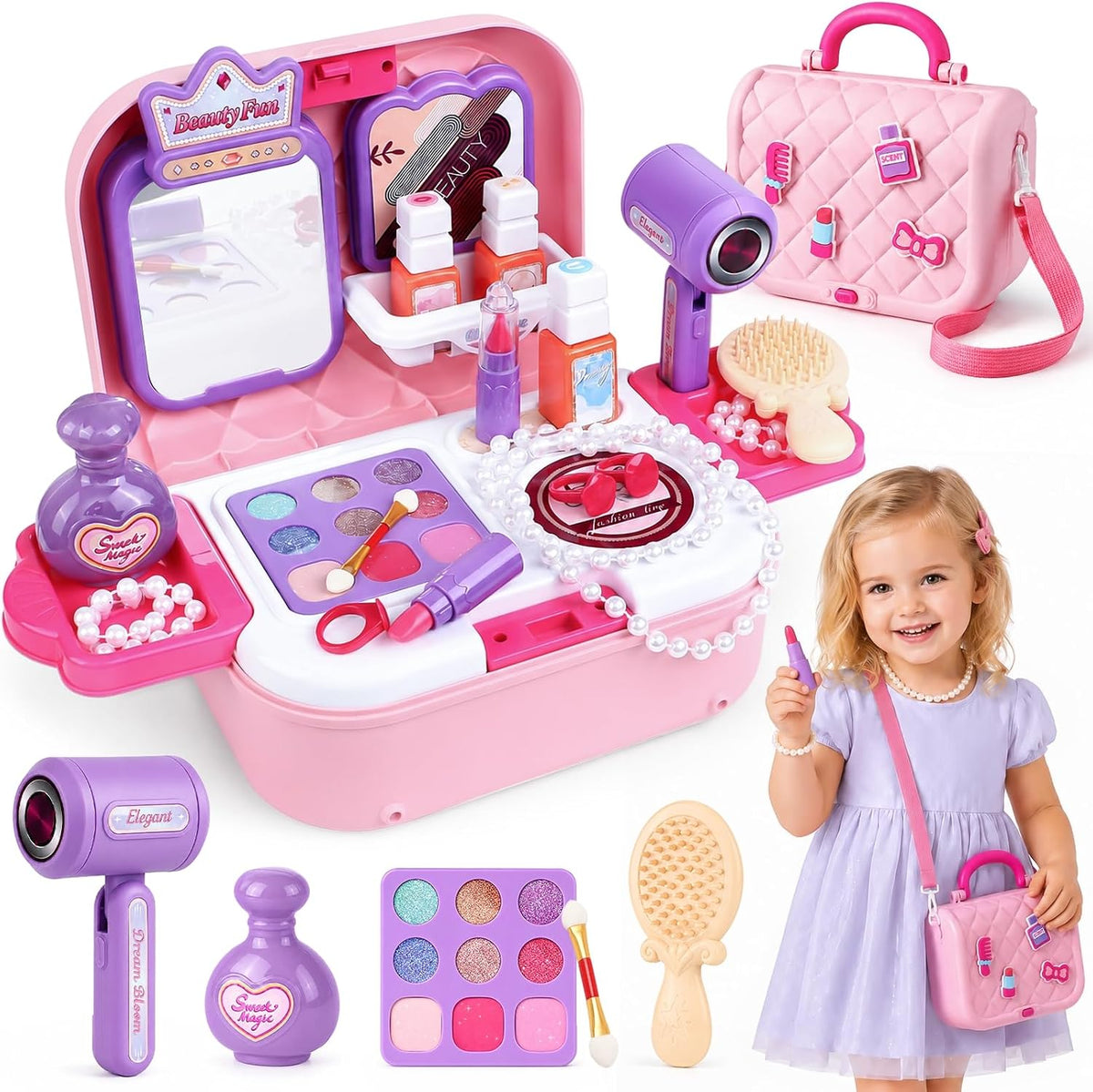 Toylink Juego de maquillaje para niños pequeños, kit de maquillaje...