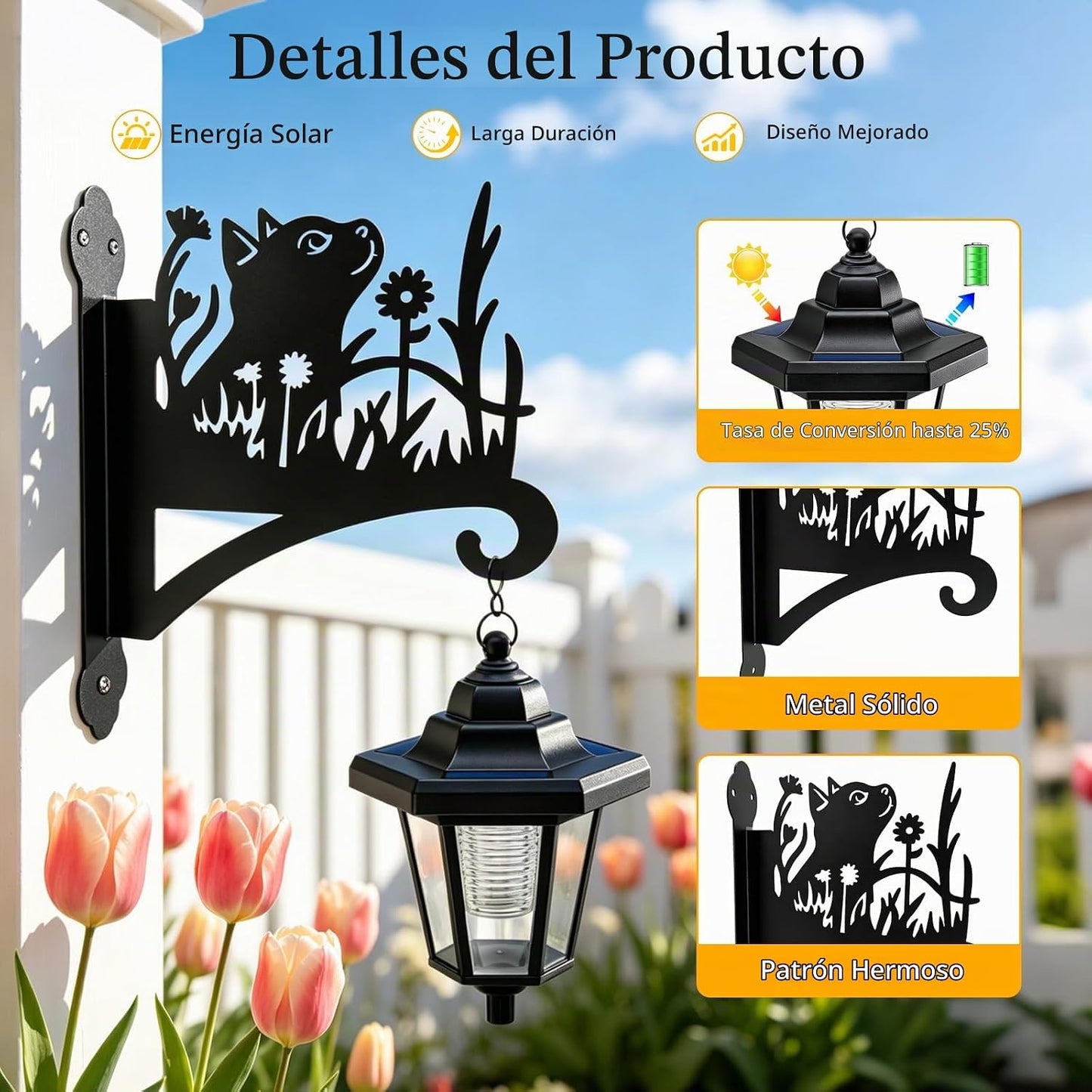 VOOKRY Faroles solares de pared para exteriores, impermeables, paqu...