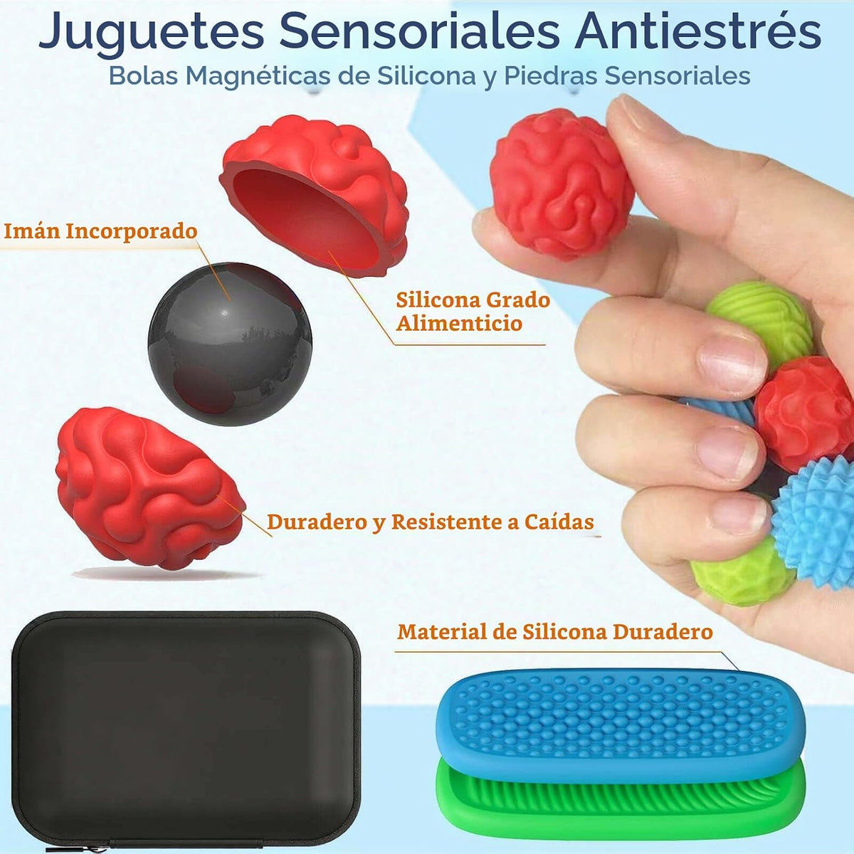 Juguetes Fidget de Silicona con Bolas Magnéticas y Piedras Sensoria...
