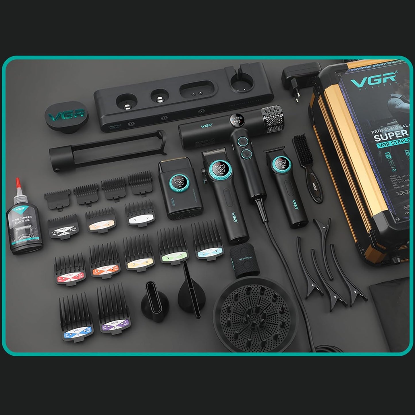 VGR Profesional Combo de Barbero 4 en 1 \u2013 Cortacabellos y Reco...