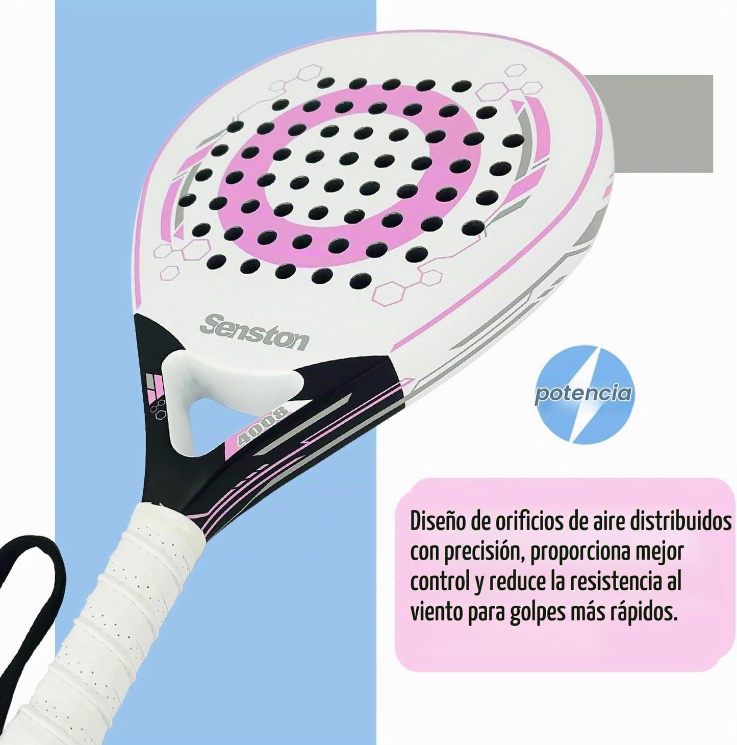 Senston Raqueta de pádel con superficie de fibra de carbono con núc...