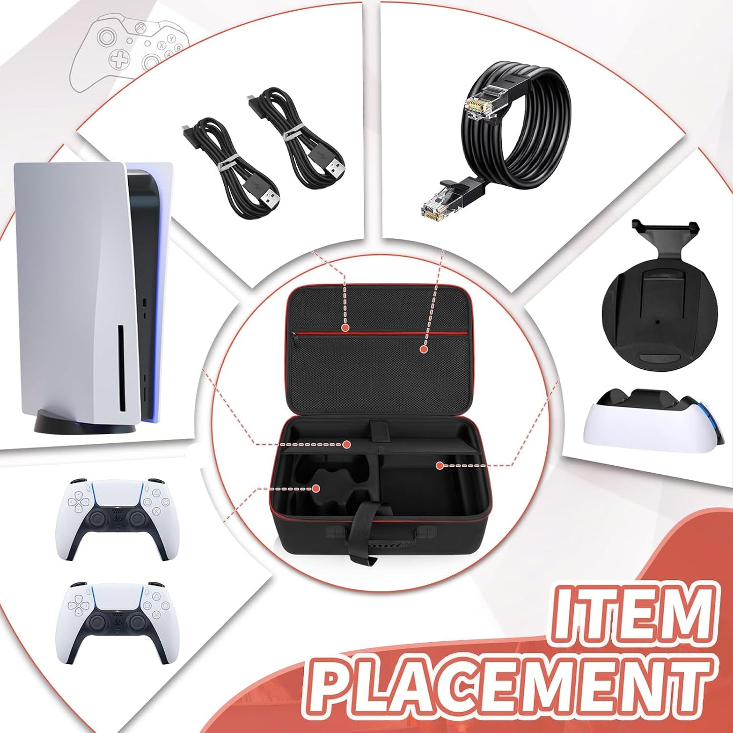 GMAK Estuche rígido de transporte para PS5, estuche protector, bols...