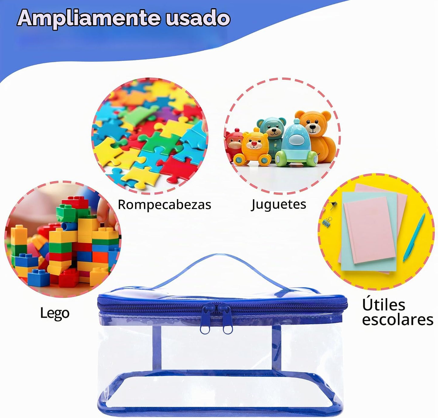 Paquete de 3 bolsas transparentes de almacenamiento de juguetes, bo...