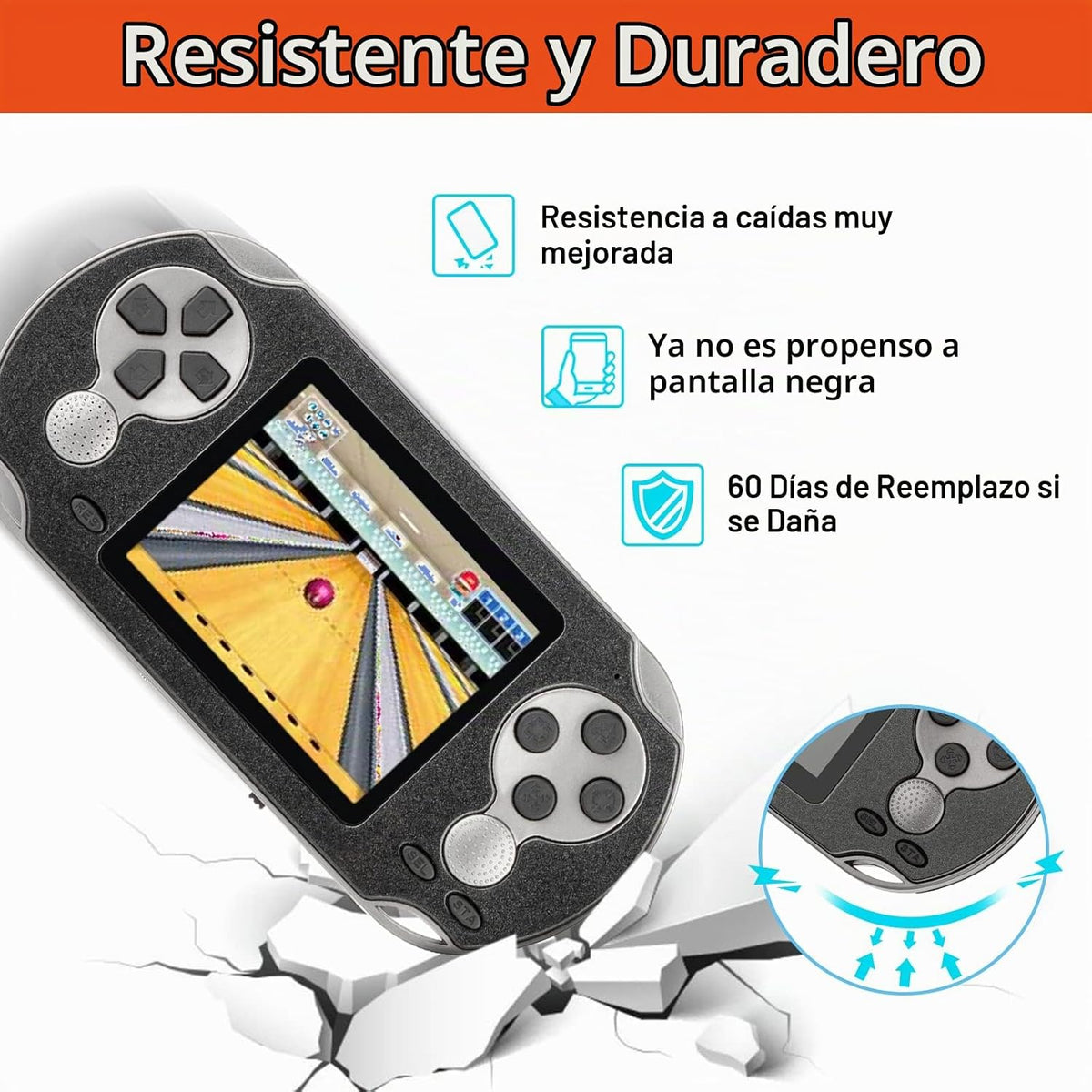TaddToy Juego de mano de 16 bits para niños y adultos, pantalla gra...