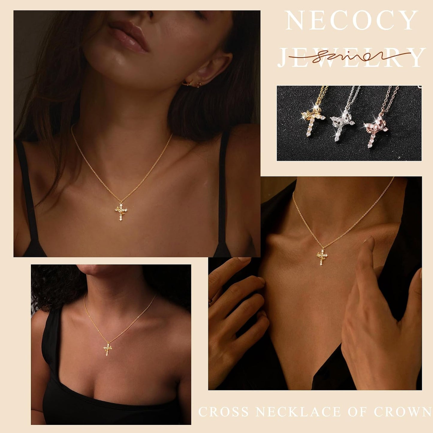 NECOCY Regalos de Pascua, collares mejorados con cruz de corona par...