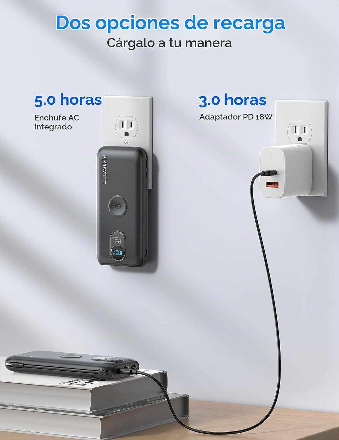 LENGSUM Cargador portátil, cargador de batería de carga rápida de 1...