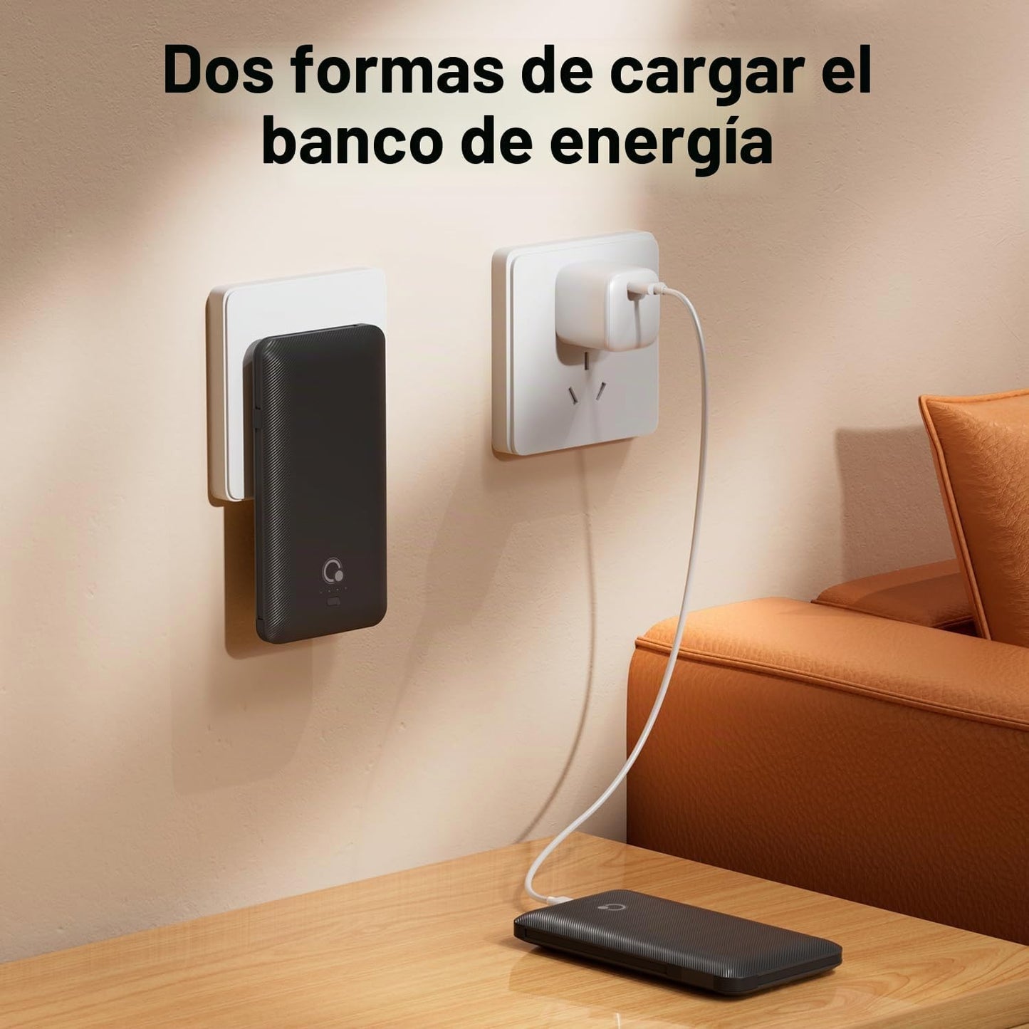 Cargador portátil con cables integrados y enchufe de pared de CA, b...