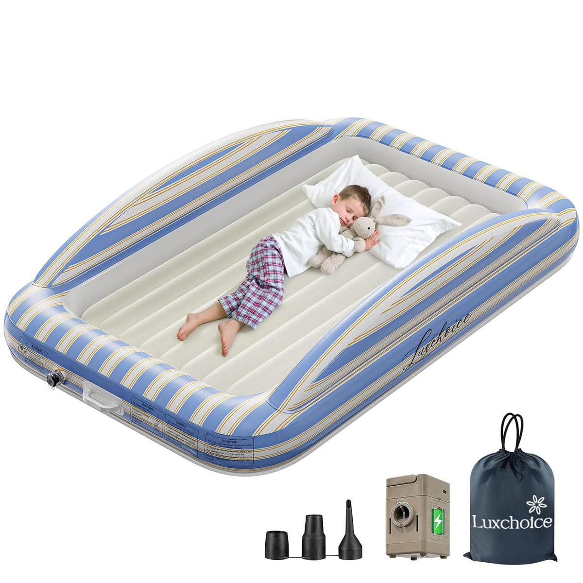 Luxchoice Cama de viaje inflable para niños pequeños, colchón recar...