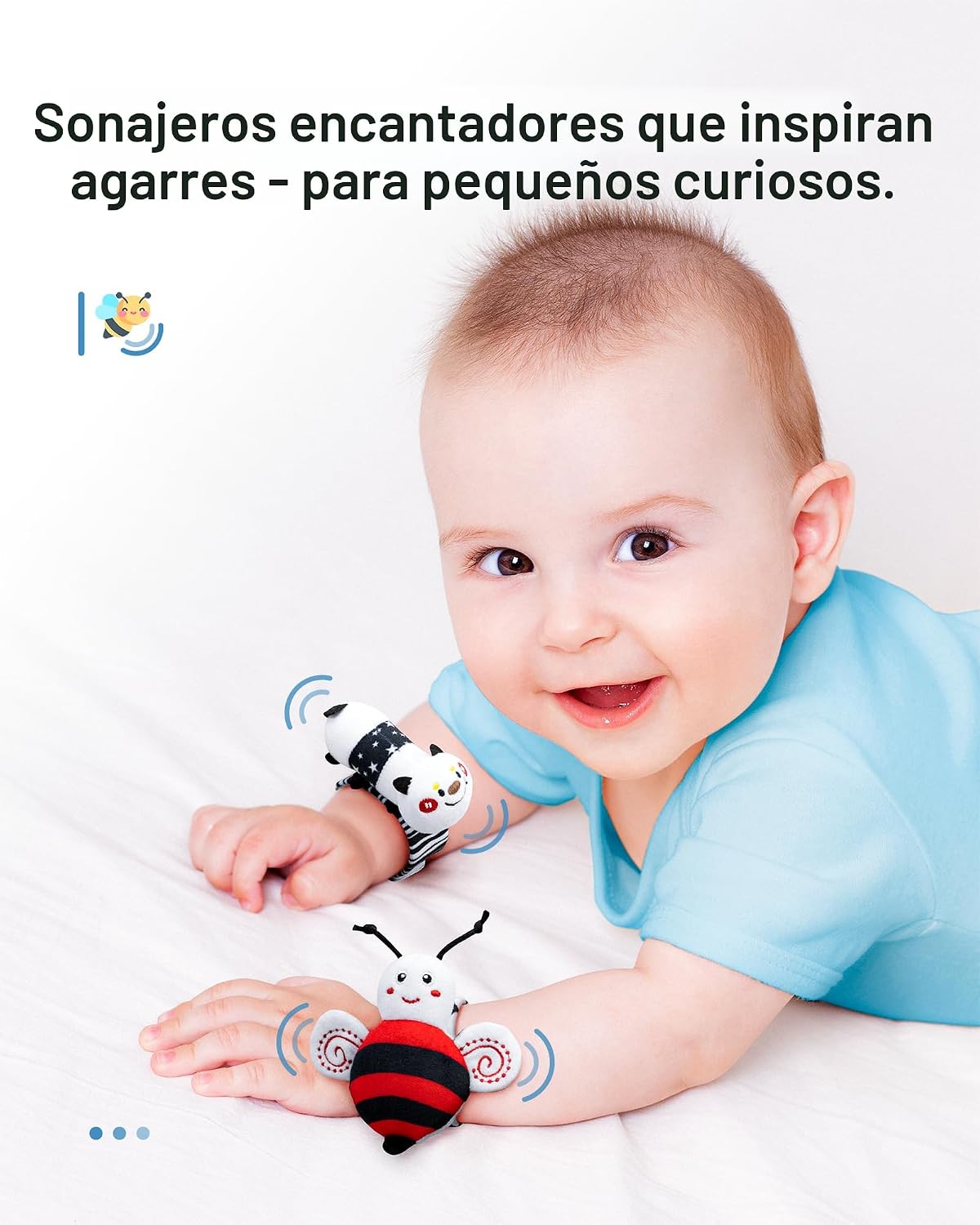 Infinno Juego de calcetines con sonajero y brazalete para bebés de...
