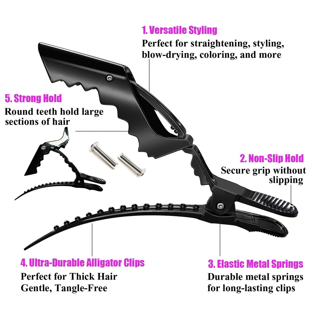 30 pinzas de pelo de cocodrilo para seccionar, pinza de pelo de sal...